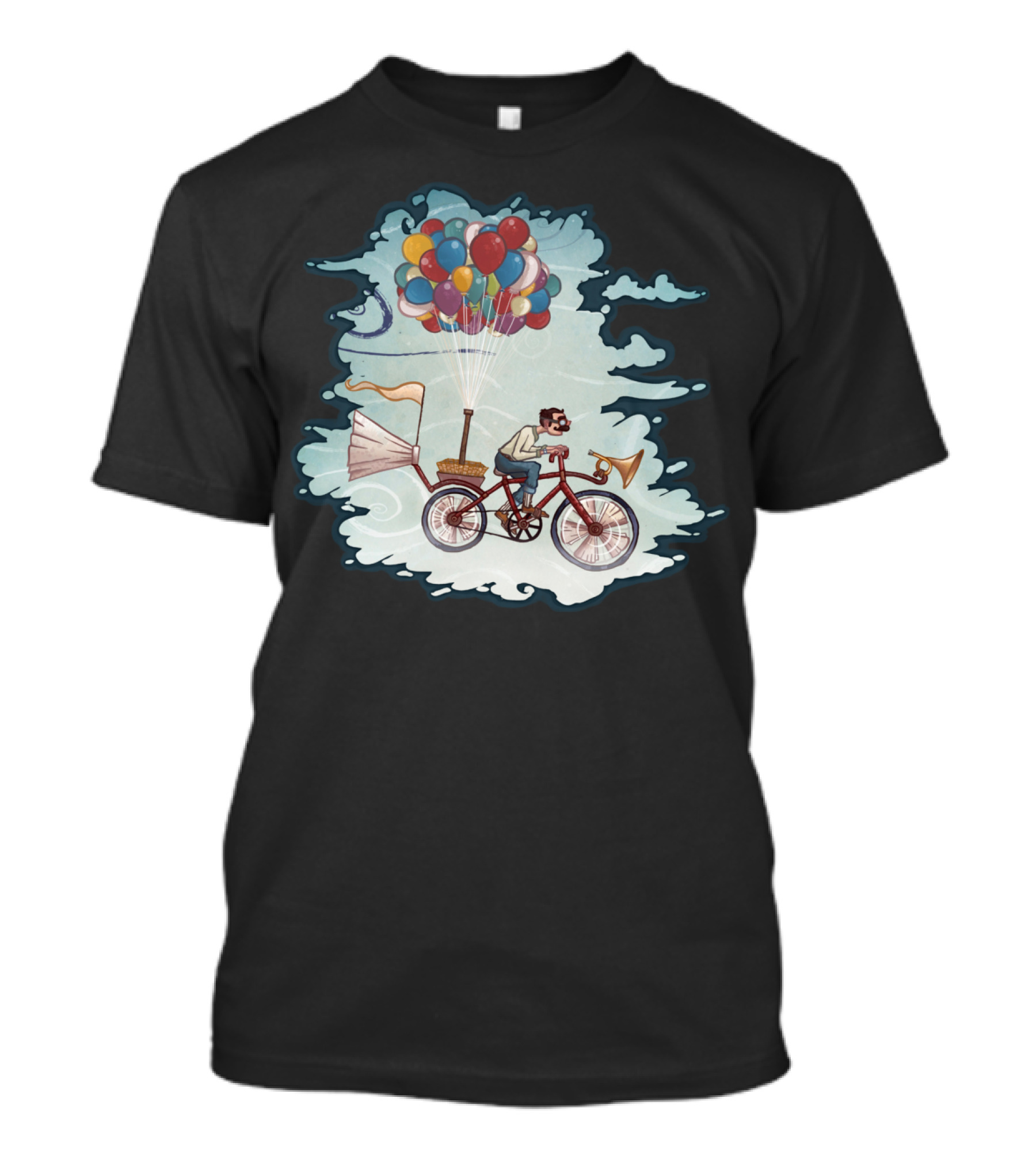 Flight Series Three Whimsical Bicycle Balloon Adventure T-Shirt