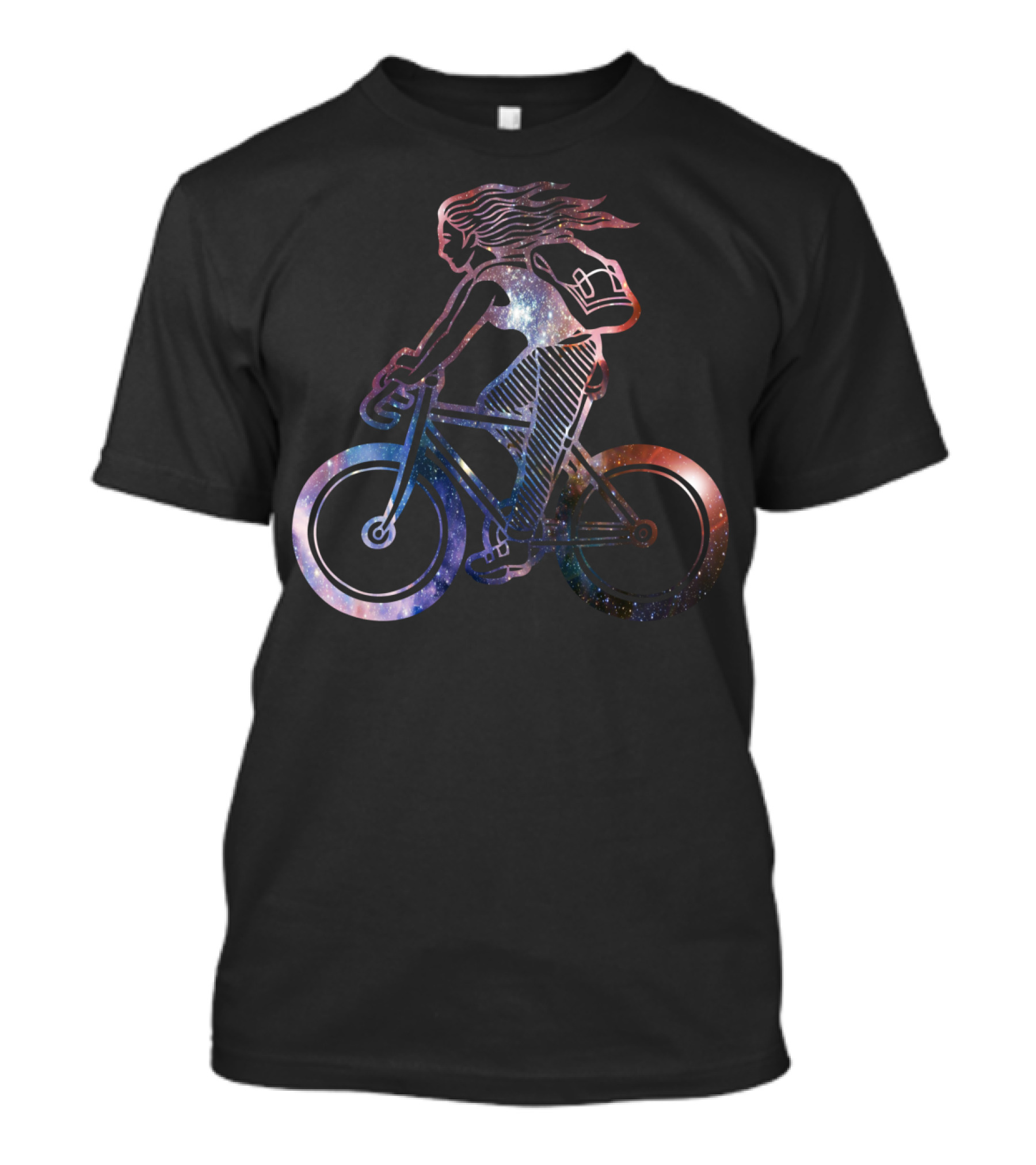 Girl Cycling Galaxy Cosmic Adventure T-Shirt