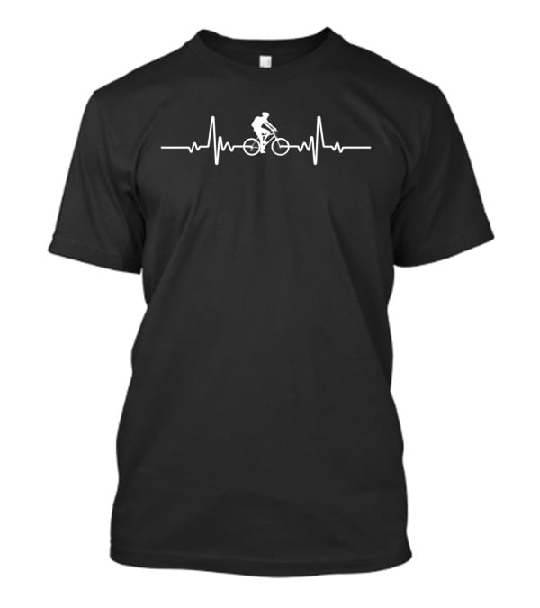 Mountain Bike Heartbeat EKG Line Cycling T-Shirt