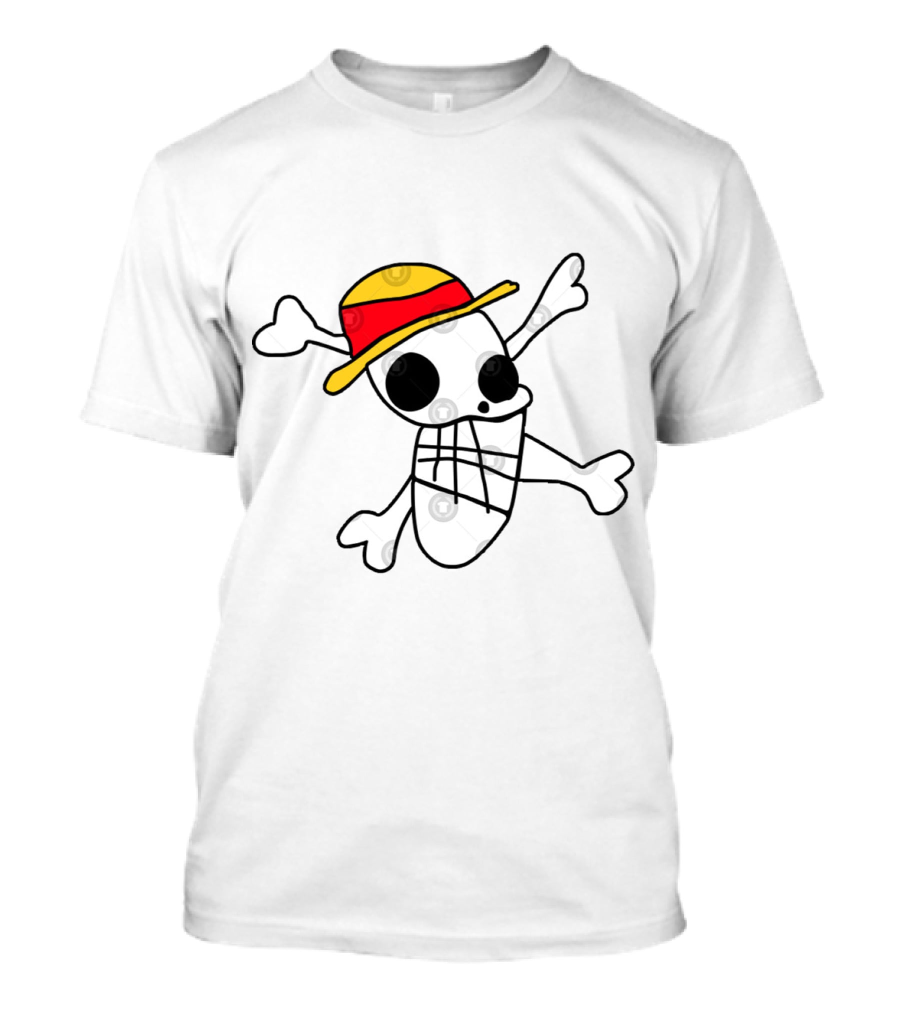 Iwaras Flag Straw Hat Skull Crossbones T-Shirt