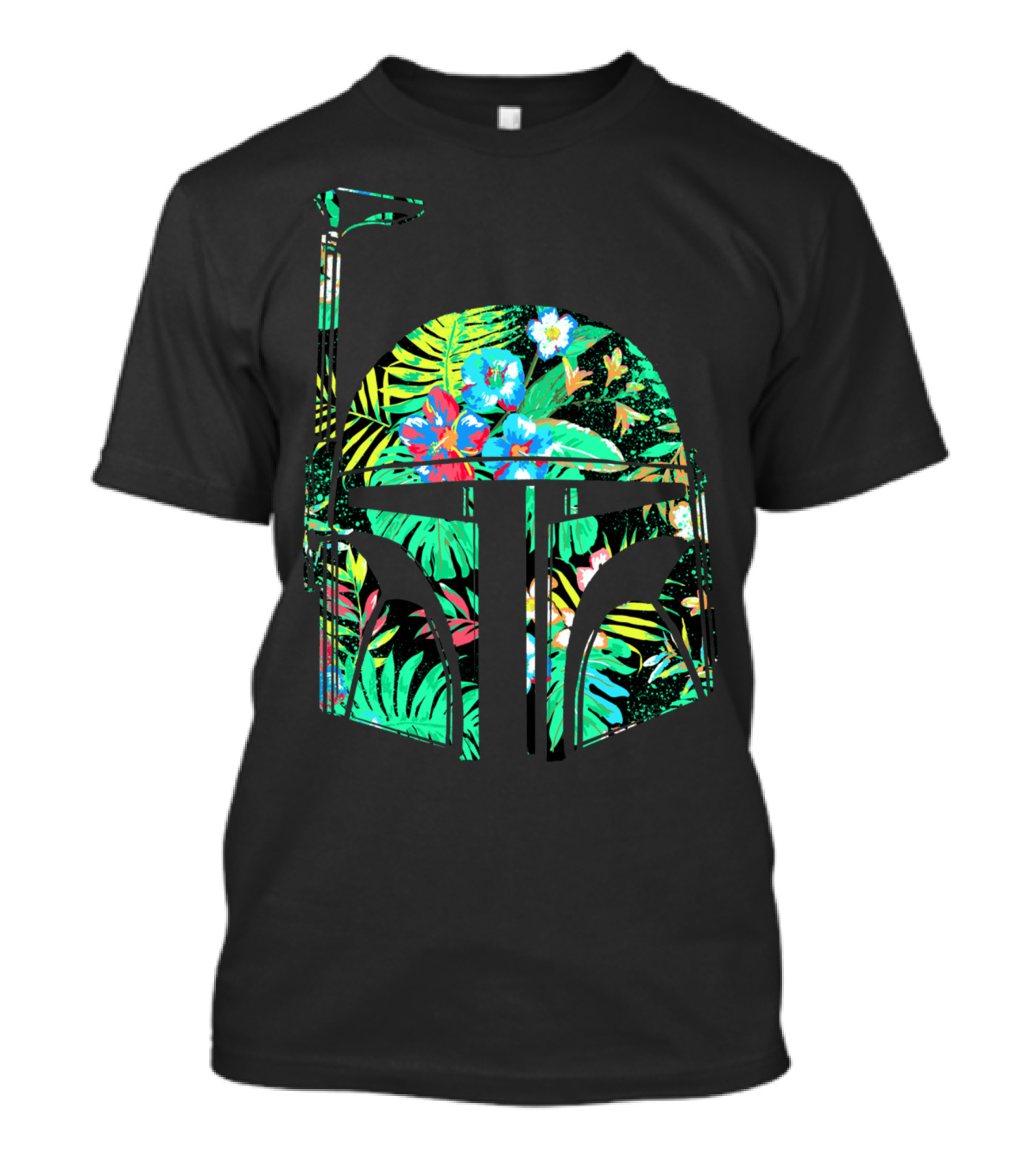 Tropical Floral Boba Fett Helmet T-Shirt