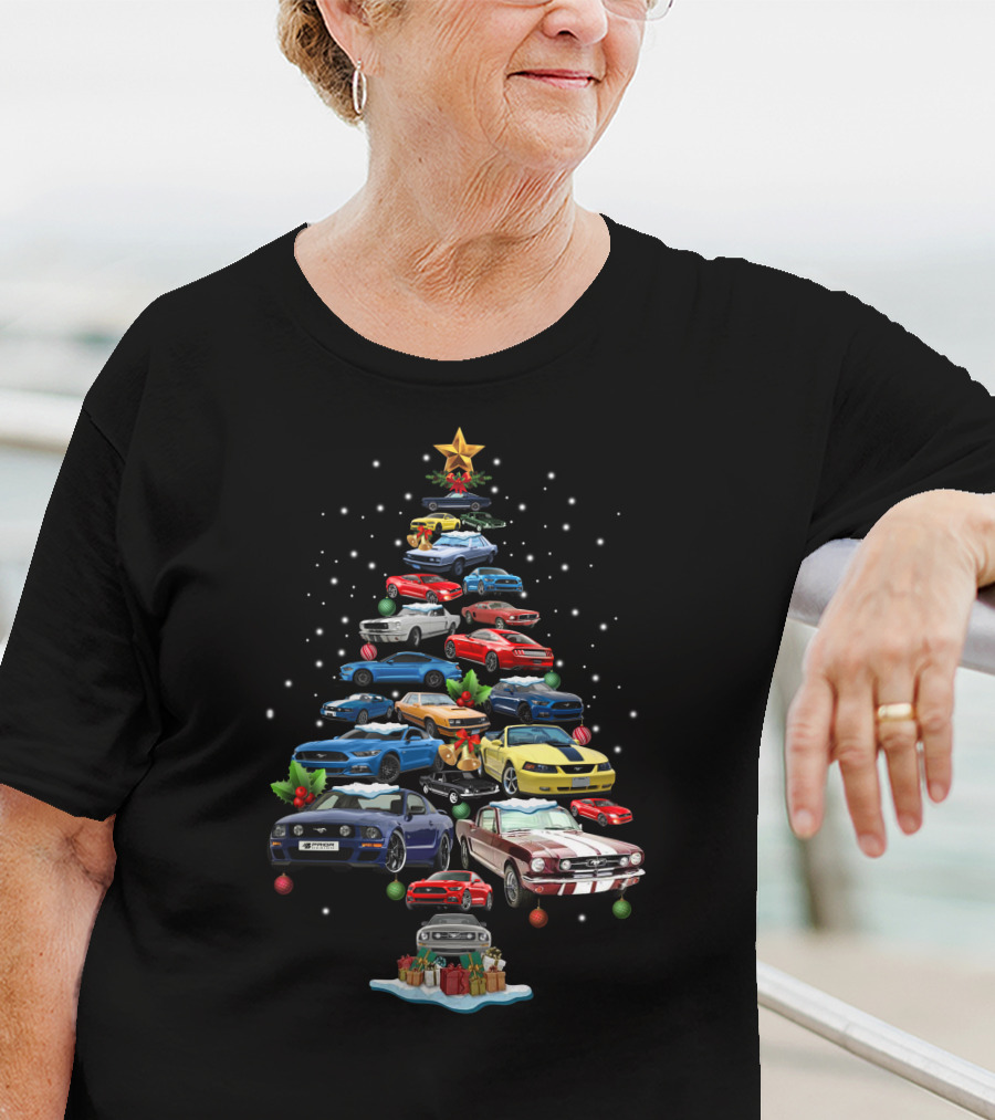 Mustang Christmas Car Tree Festive Display T-Shirt