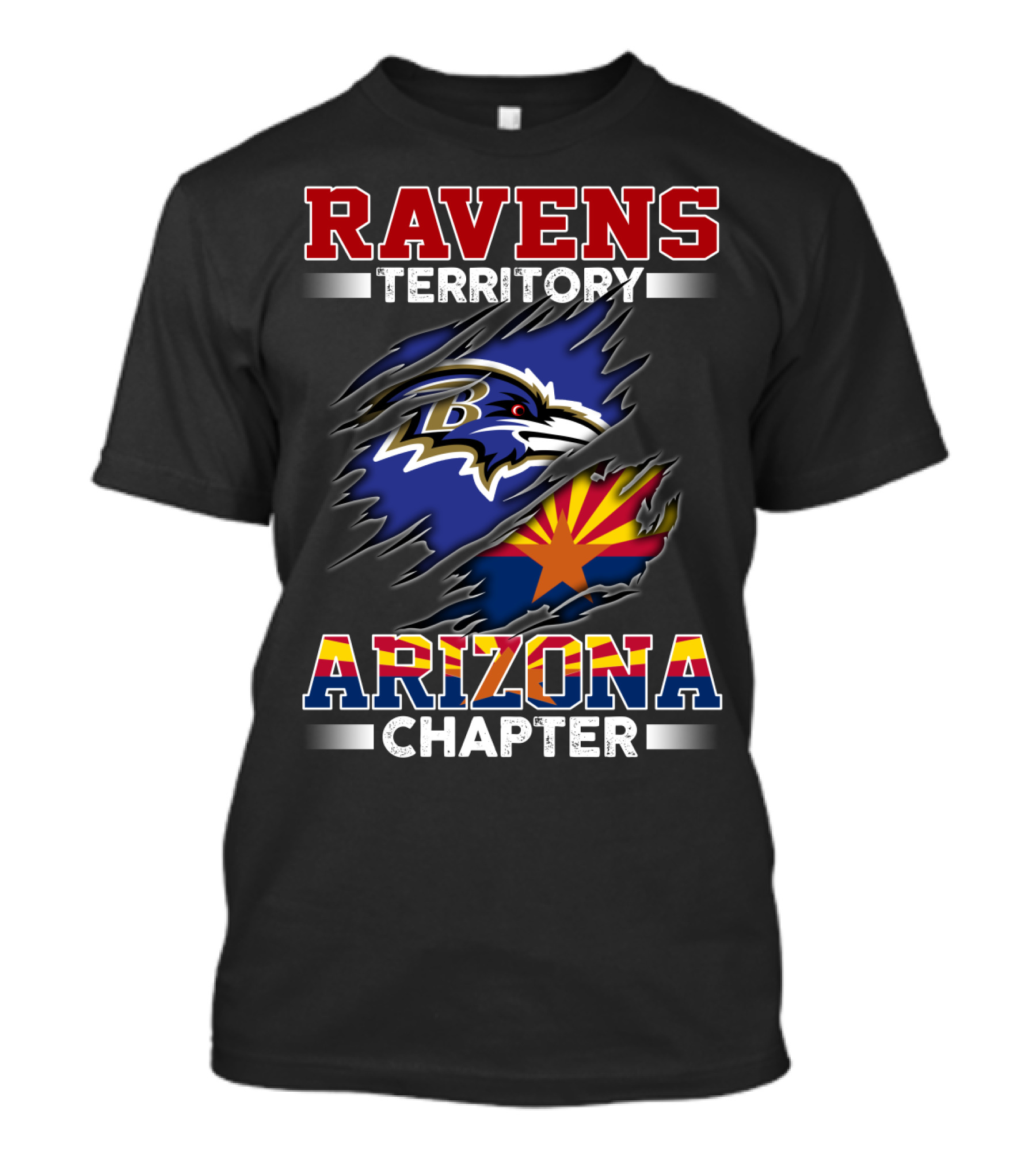 Ravens Territory Arizona Chapter Baltimore Ravens Logo Arizona Flag Elements T-Shirt