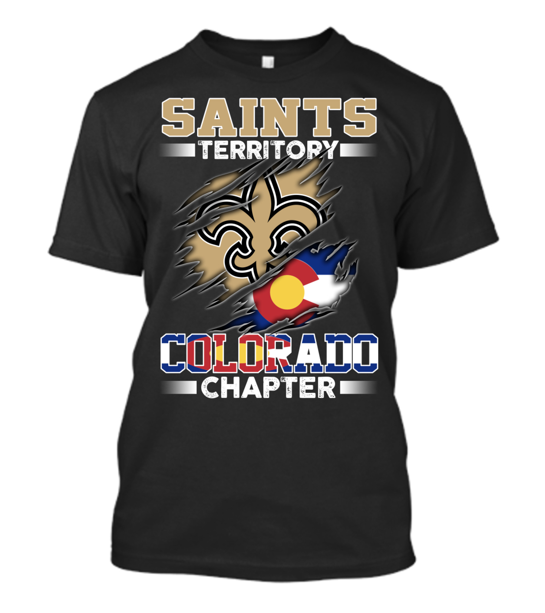 Saints Territory Fleur De Lis Colorado Flag Chapter T-Shirt