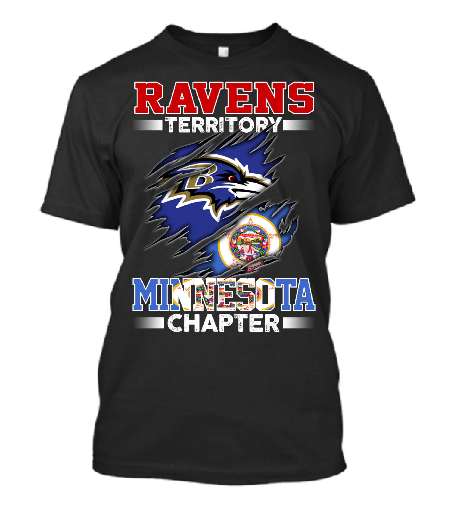 Ravens Territory Minnesota Chapter Nfl Team Logo And State Flag T-Shirt