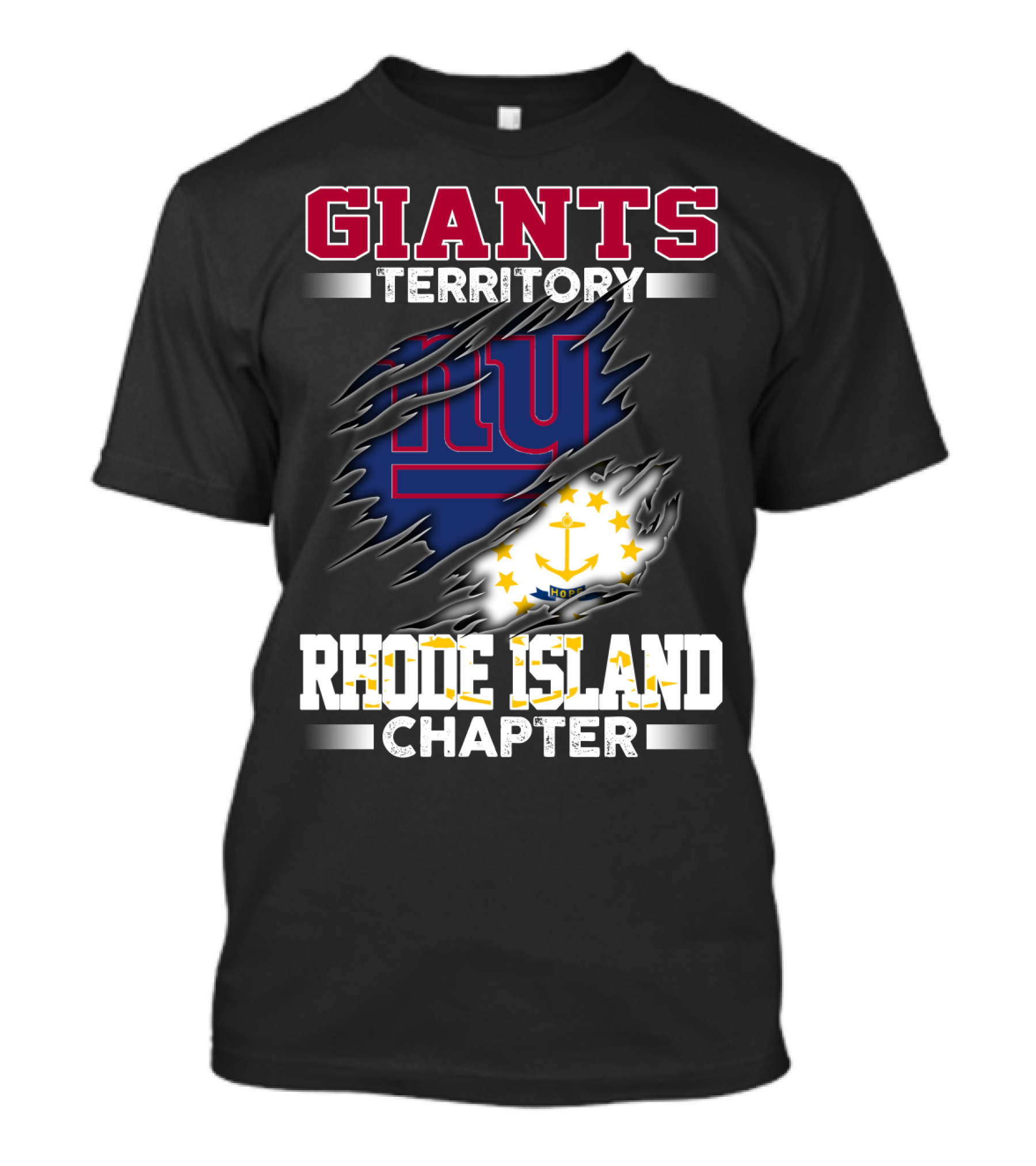 GIANTS Territory Rhode Island Chapter NY Blue Rip Flag T-Shirt