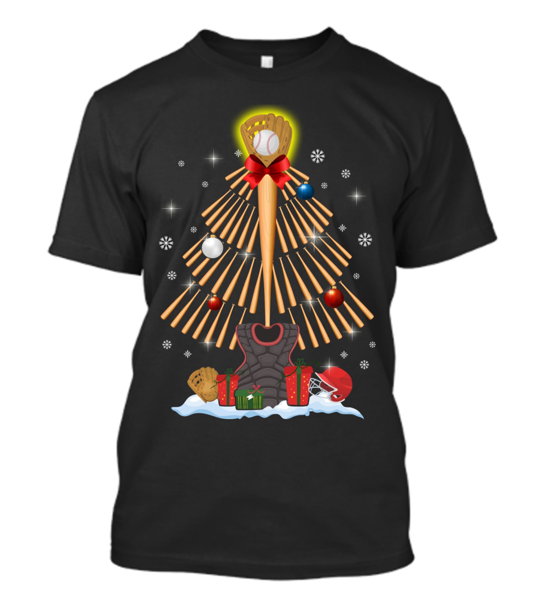 Christmas Tree Baseball Bat Ornaments Snowflakes Mitt Ball Helmet T-Shirt