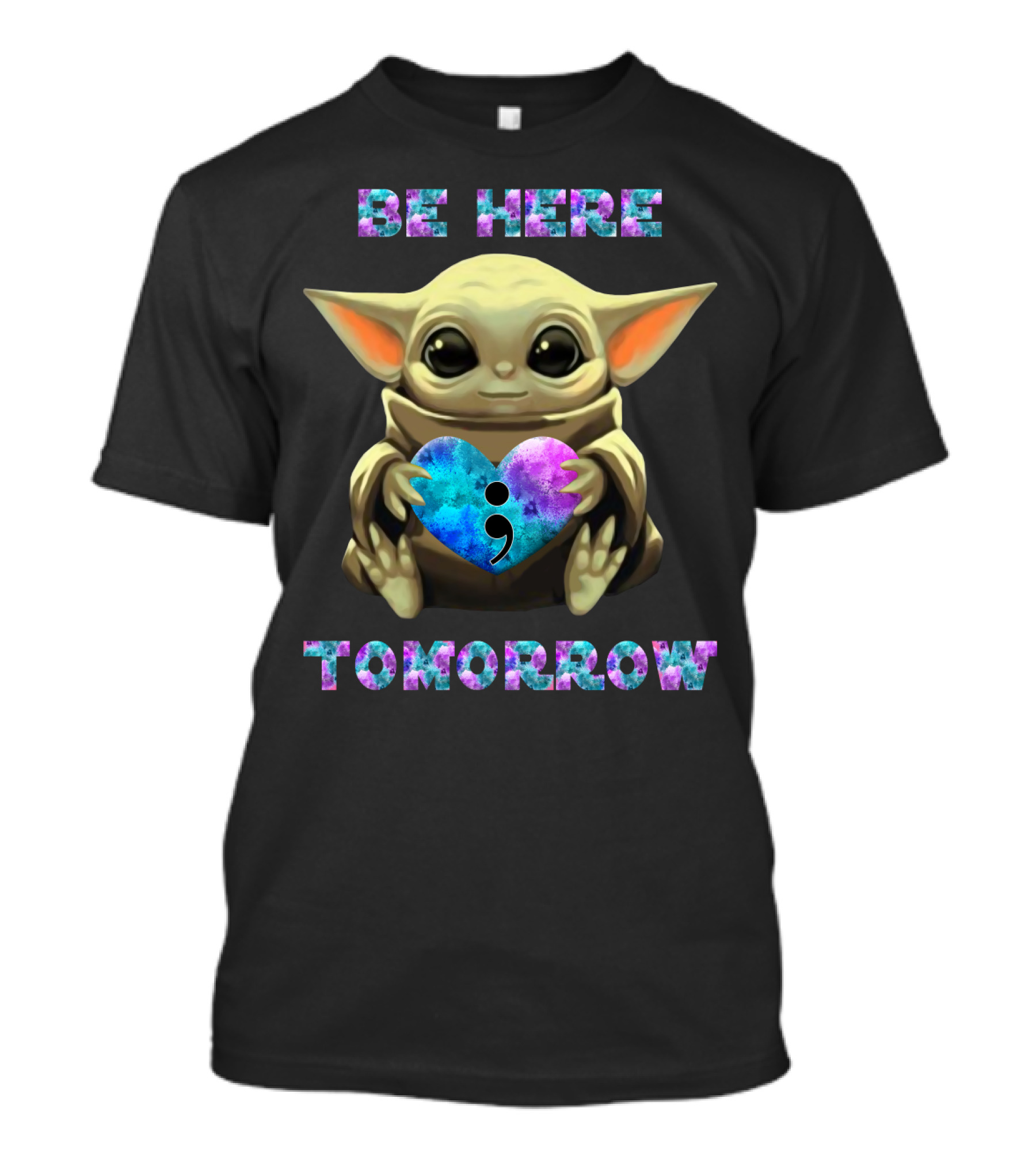 Be Here Tomorrow Semicolon Baby Alien Holding Heart T-Shirt