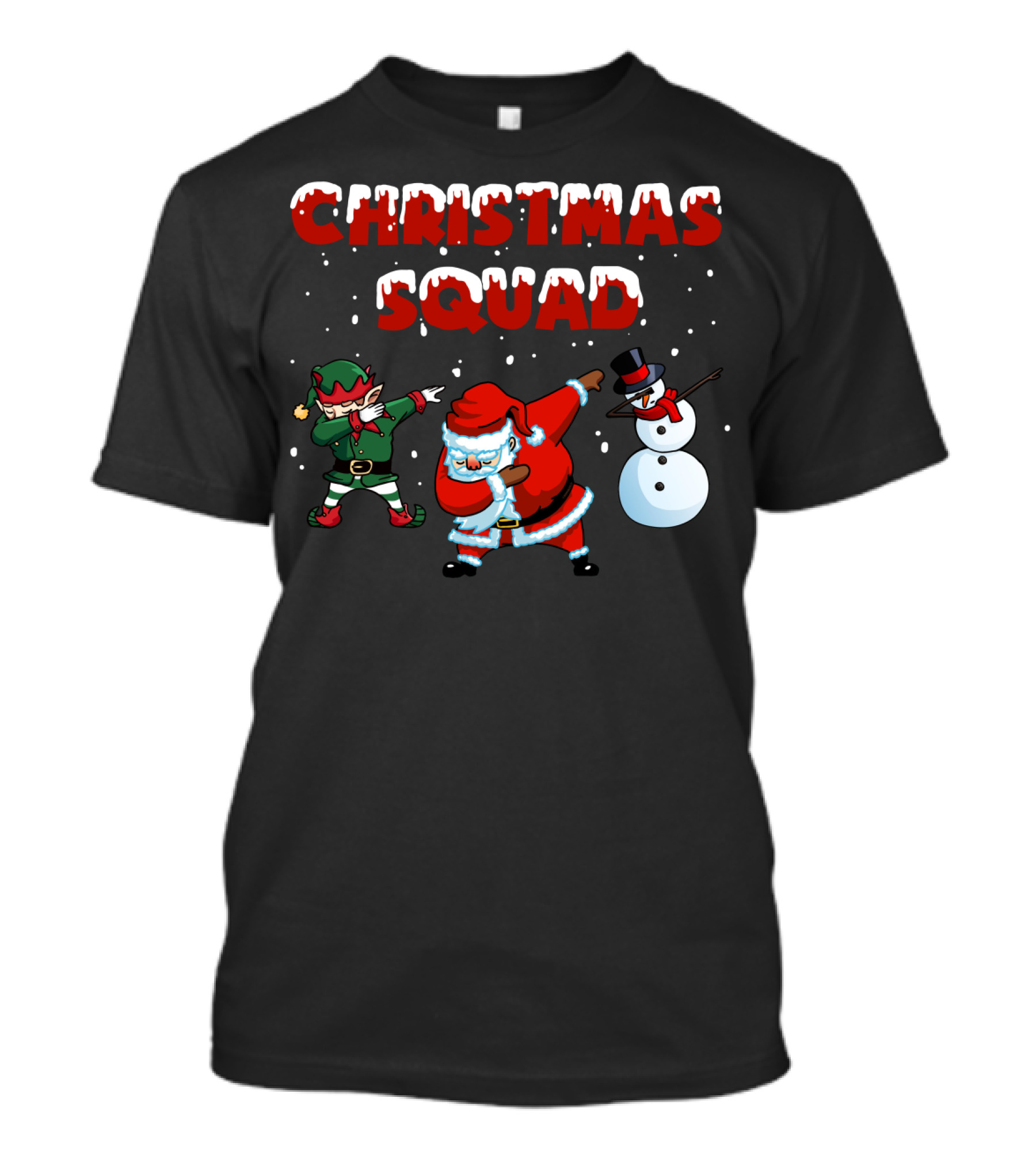 Christmas Squad Santa Elf Snowman Dabbing T-Shirt