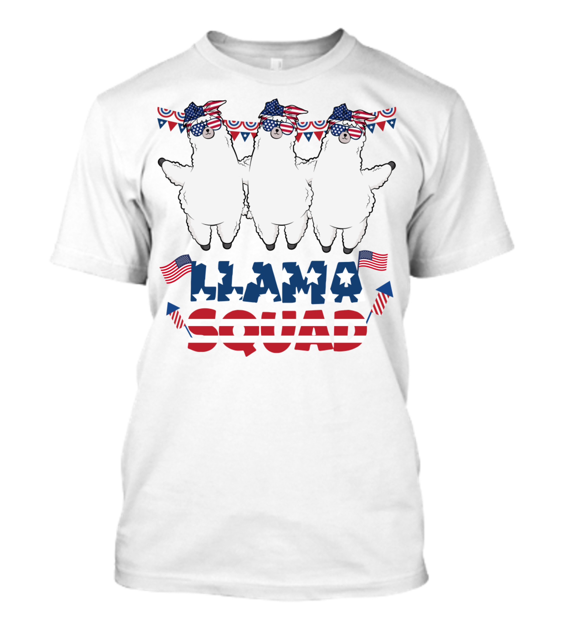 Llama Squad American Flag Bandana And Sunglasses T-Shirt