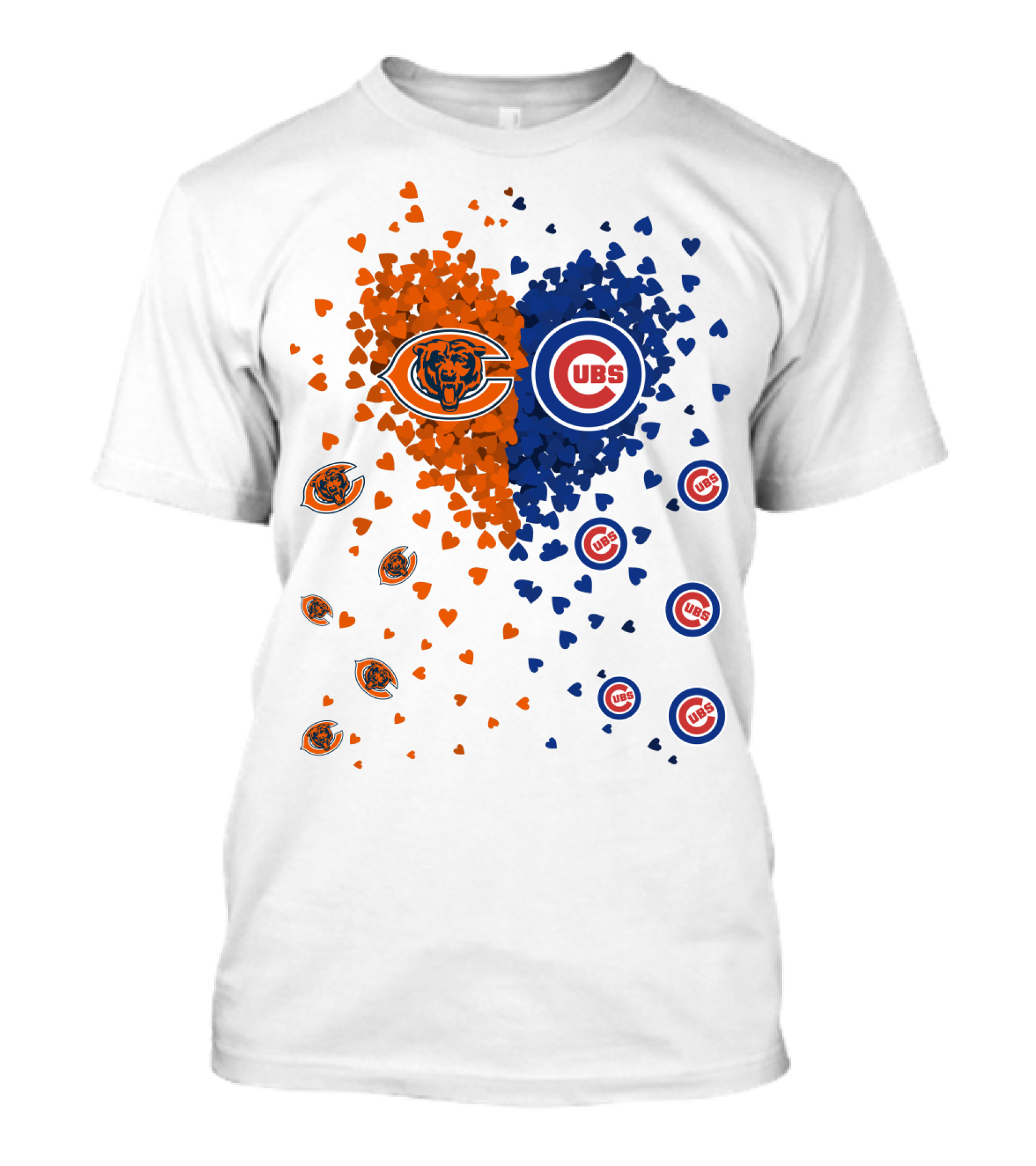Heart Bears Cubs Chicago Bears And Chicago Cubs Logos And Heart T-Shirt