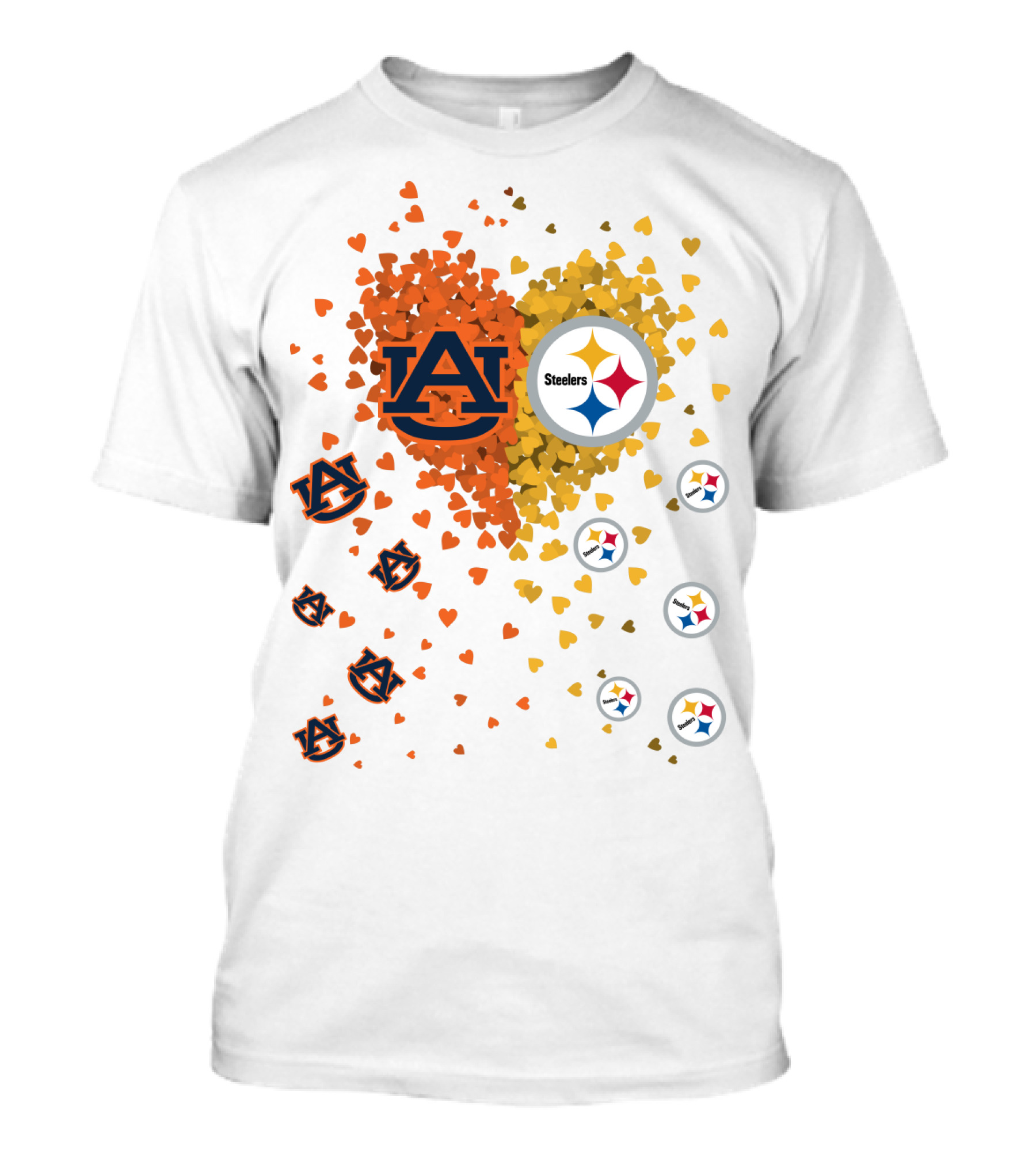 Auburn Tigers And Pittsburgh Steelers Heart Fusion T-Shirt
