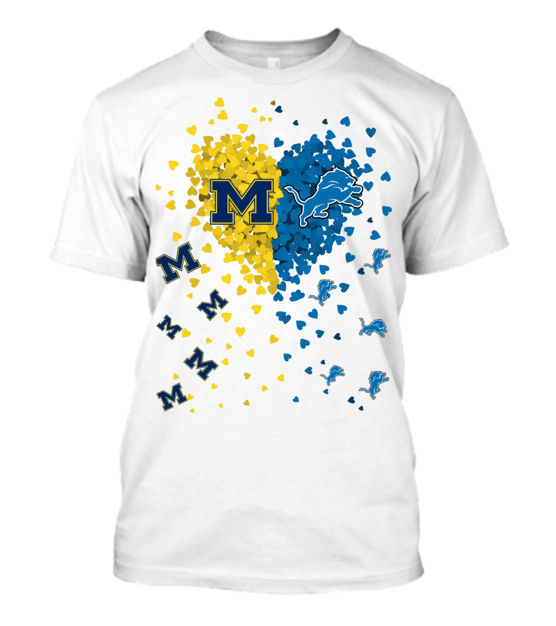 Michigan Wolverines Detroit Lions Heartburst T-Shirt