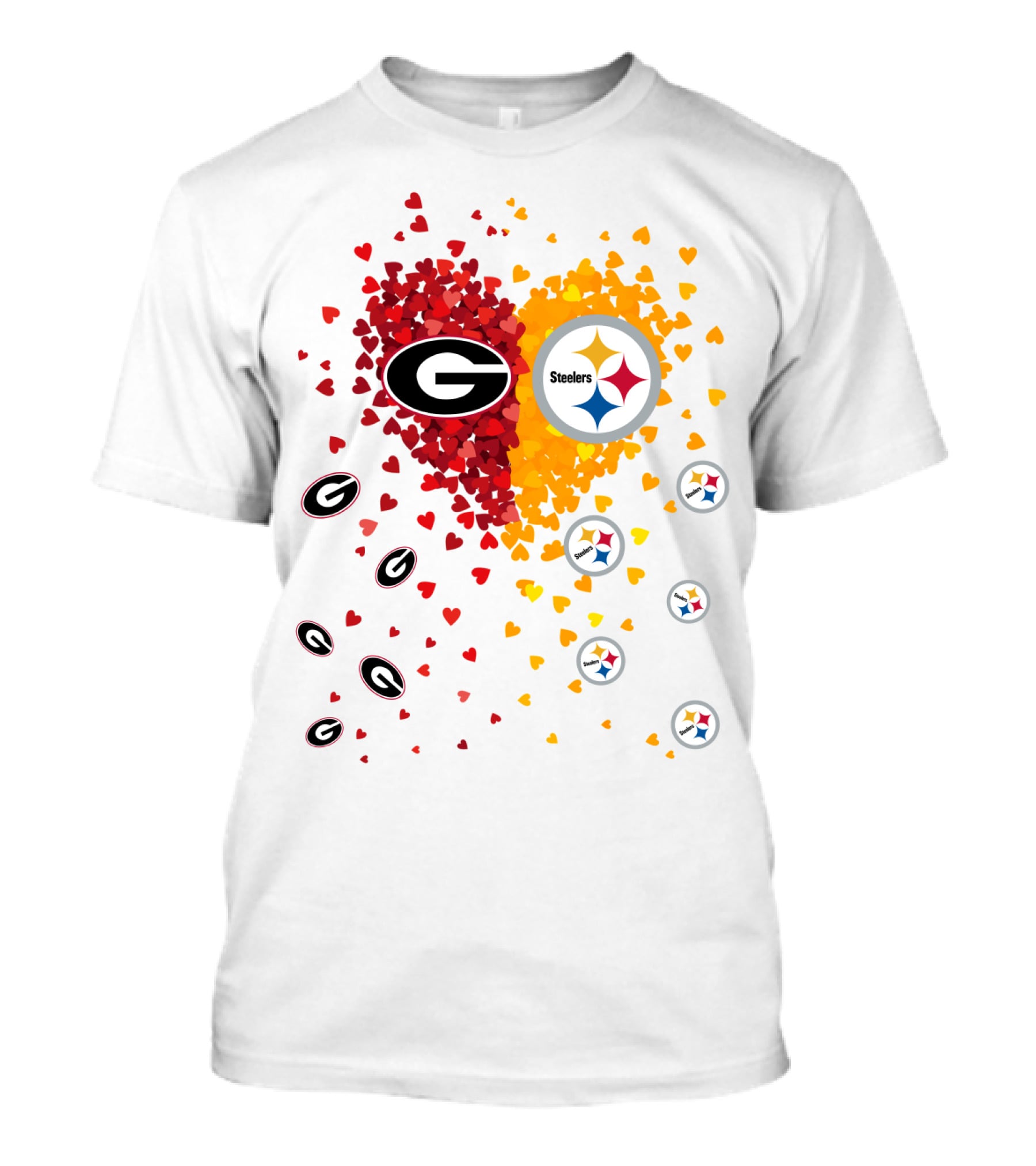 Heart Georgia Bulldogs Pittsburgh Steelers T-Shirt