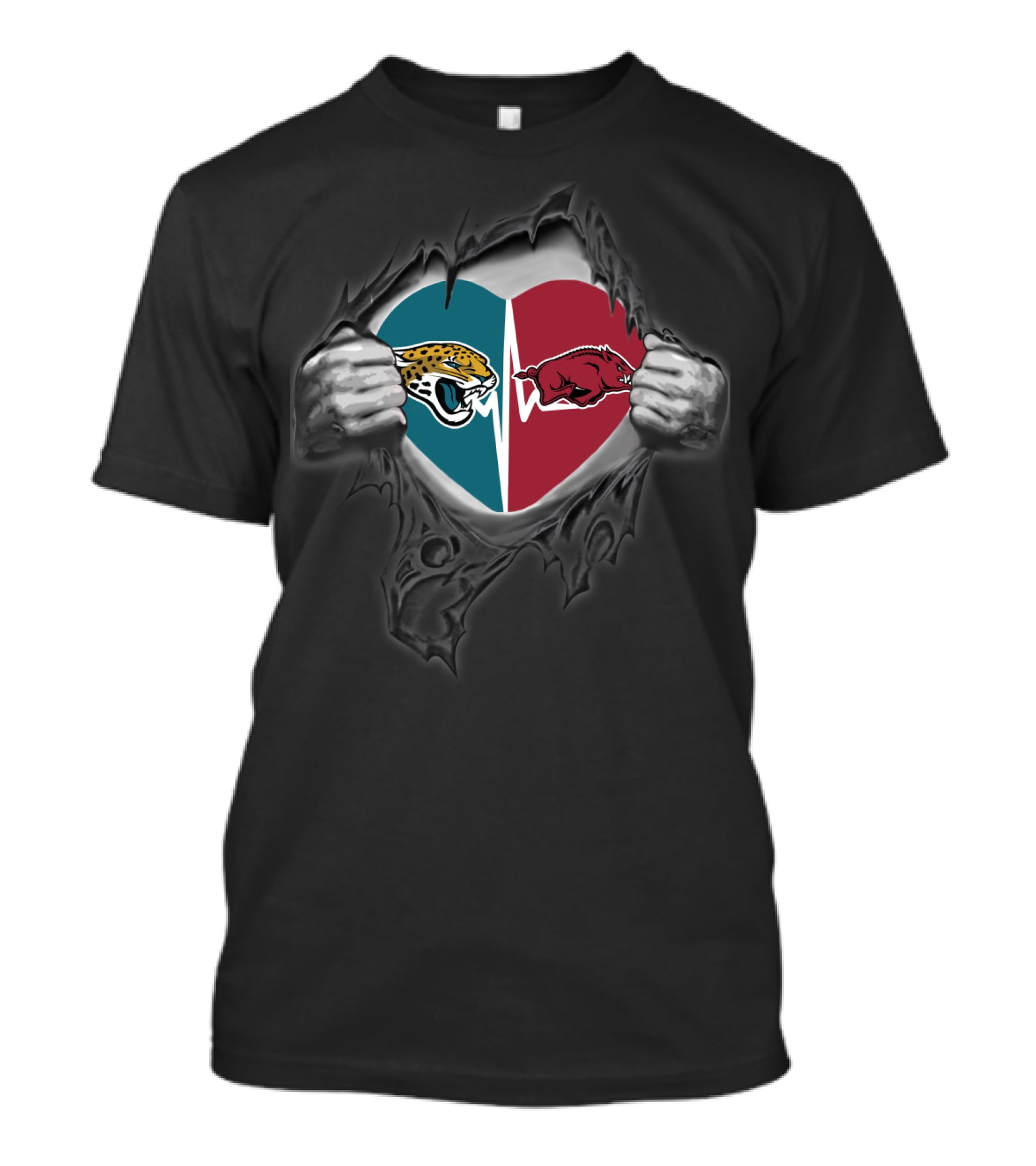 Jacksonville Jaguars Arkansas Razorbacks Heart T-Shirt