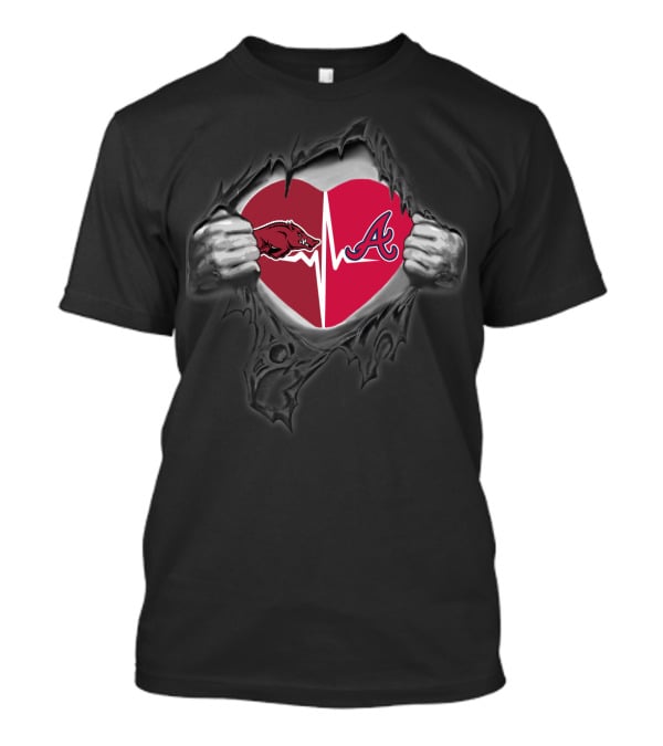 Arkansas Razorbacks Atlanta Braves Heartbeat Combo T-Shirt