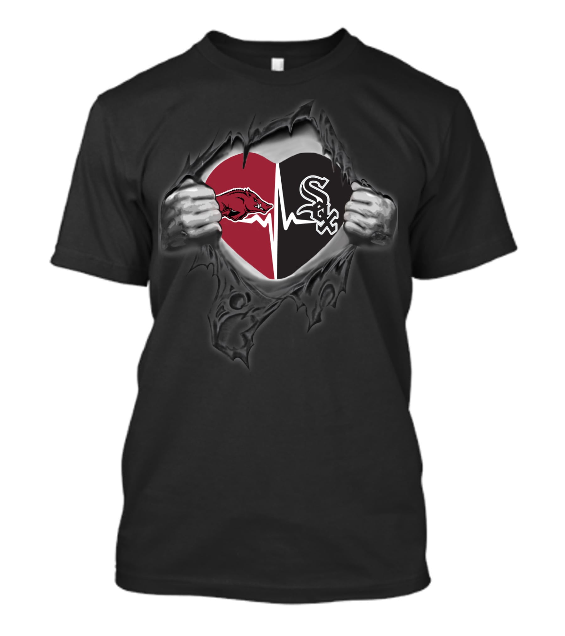 Heart Of Arkansas Razorbacks And Chicago White Sox Collaboration T-Shirt