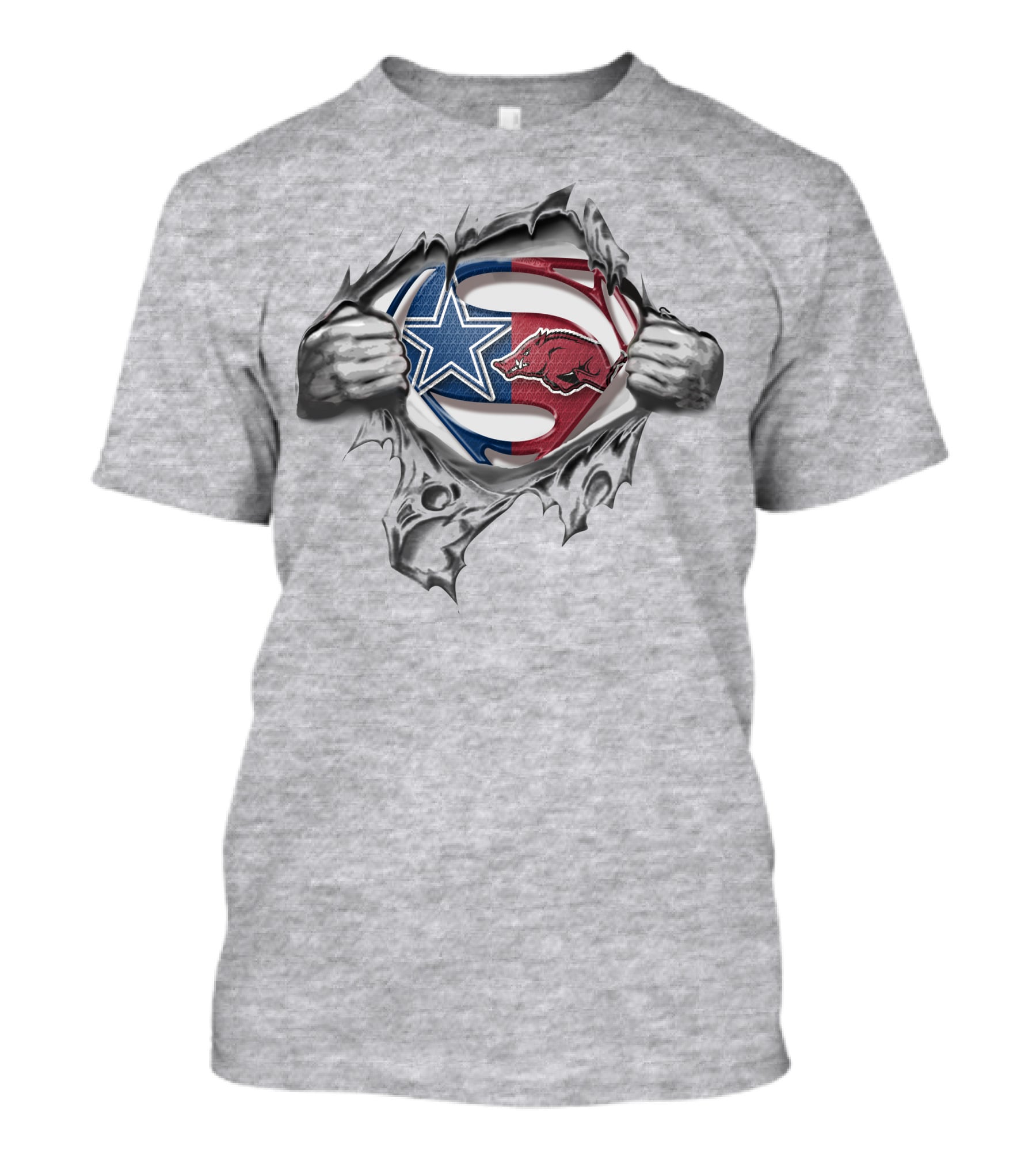 Cowboys Arkansas Razorbacks Superman Logo Fusion T-Shirt