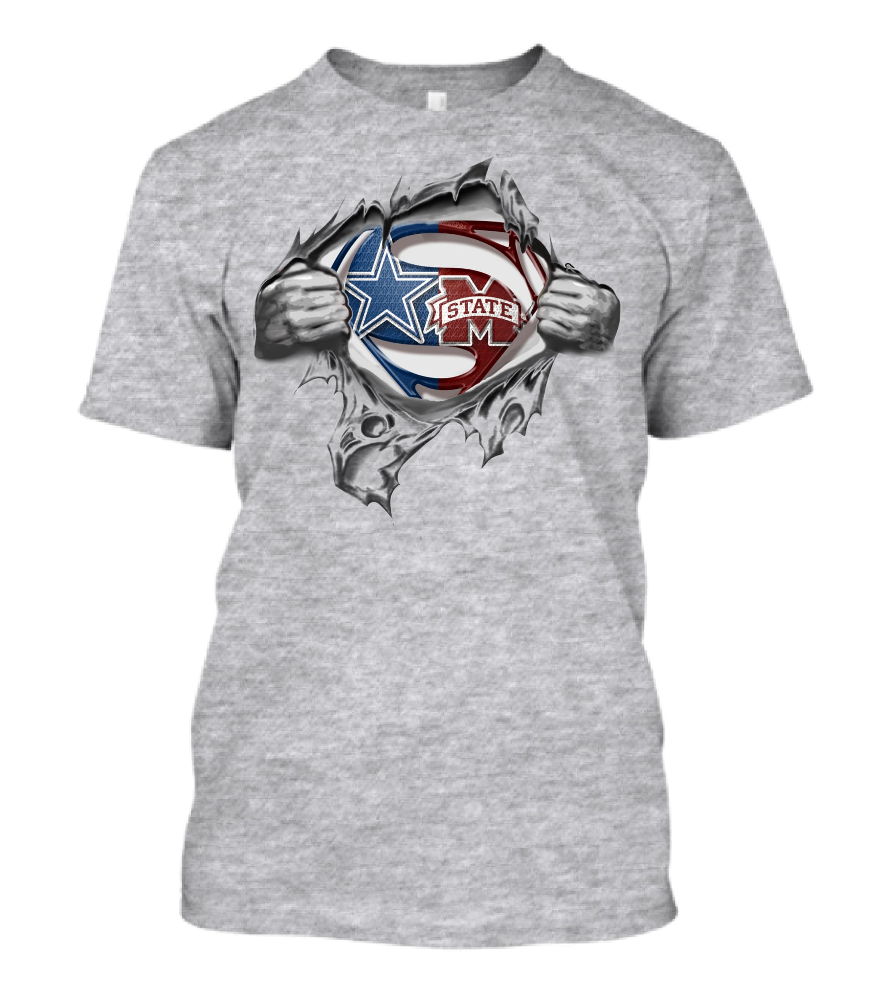 Cowboys Mississippi State Bulldogs Super Man Logo Reveal T-Shirt