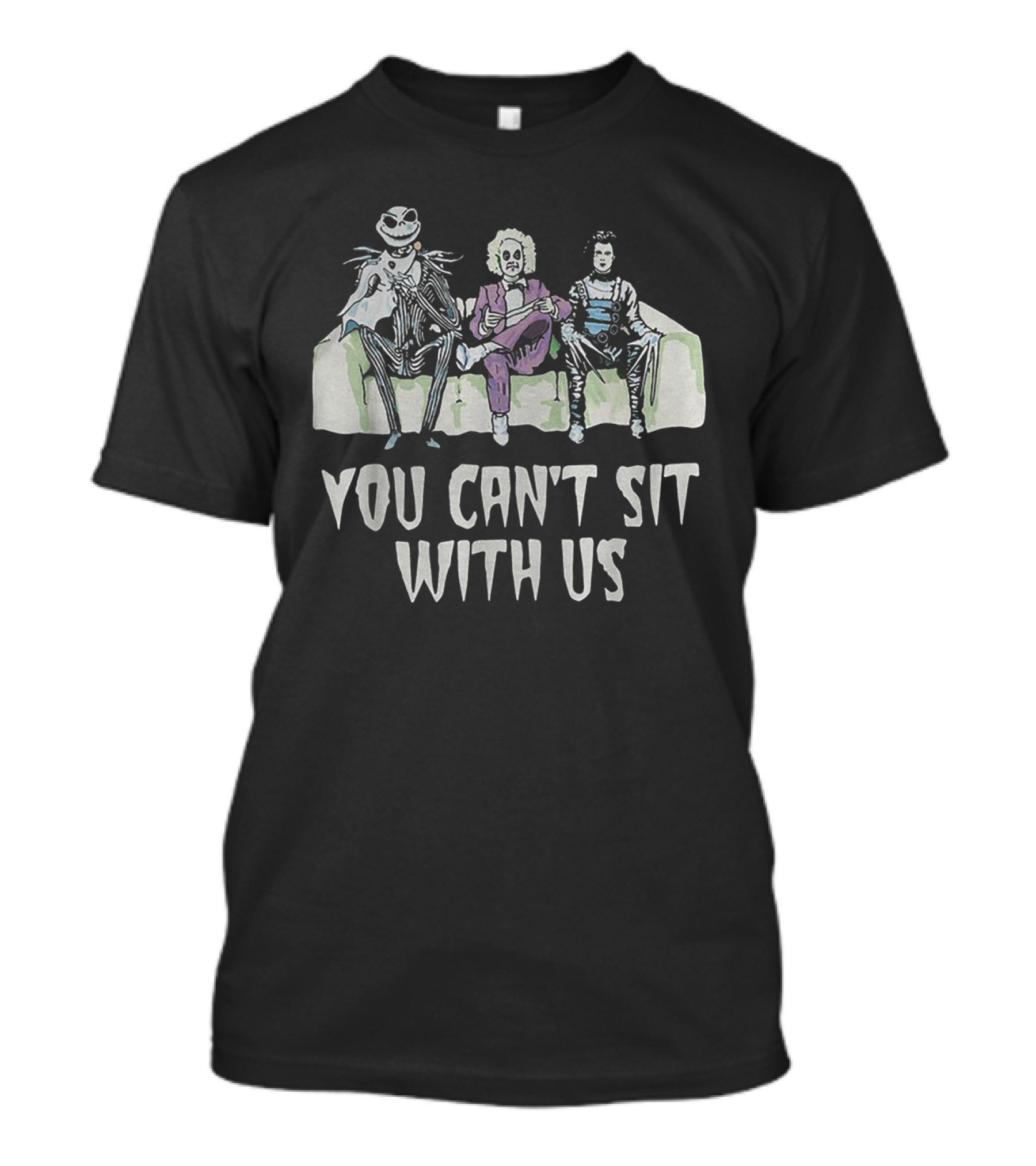 Beetlejuice Edward Jack Skellington Sit With Us Scene T-Shirt