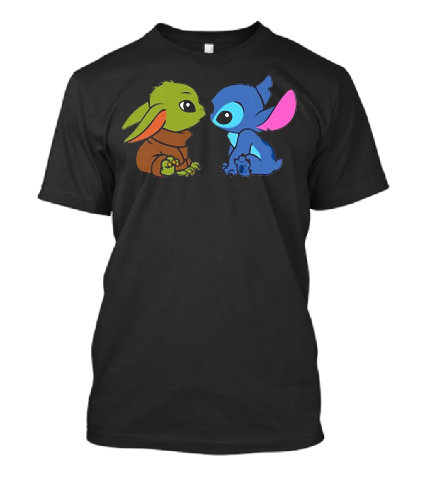 Baby Yoda And Baby Stitch Cute Characters Crossover T-Shirt