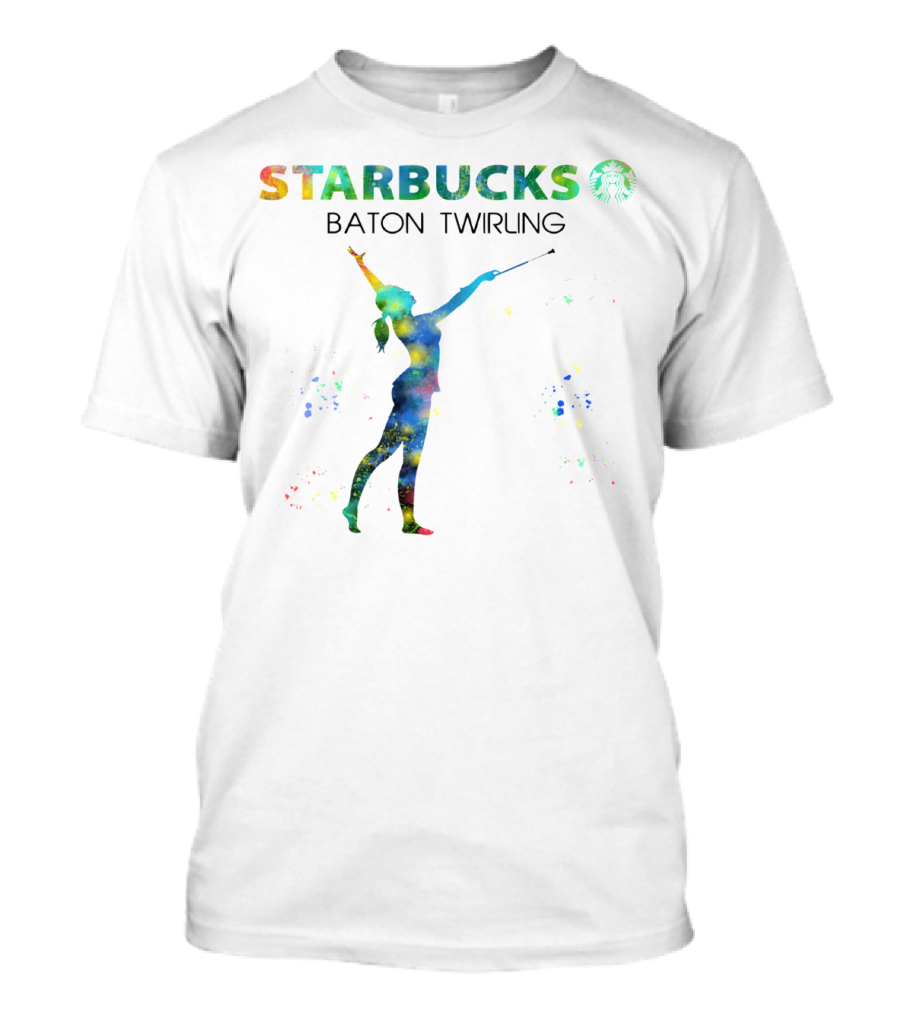 Starbucks Baton Twirling Silhouette Splash T-Shirt