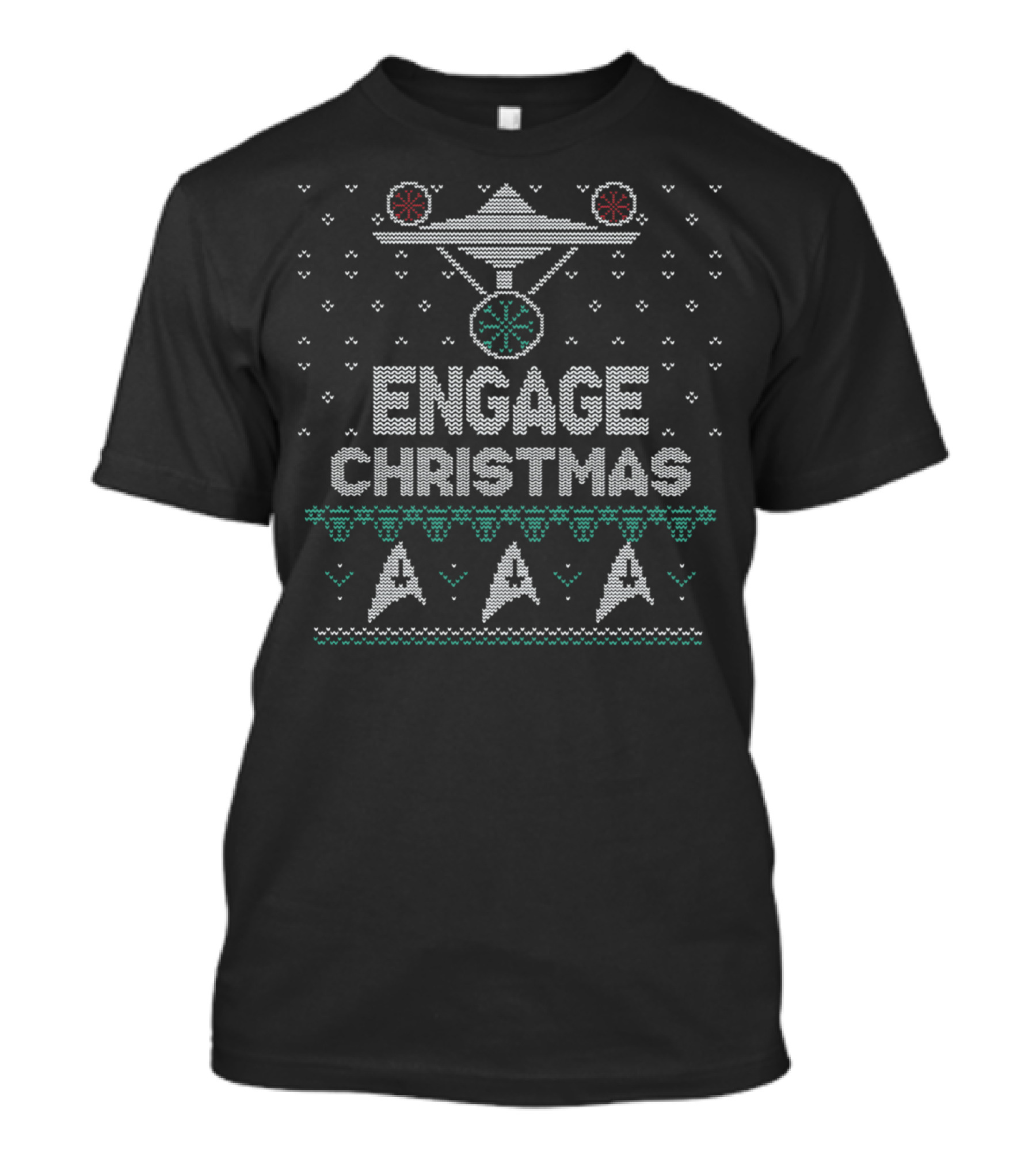 Engage Christmas Starship Festive Ugly UFO T-Shirt