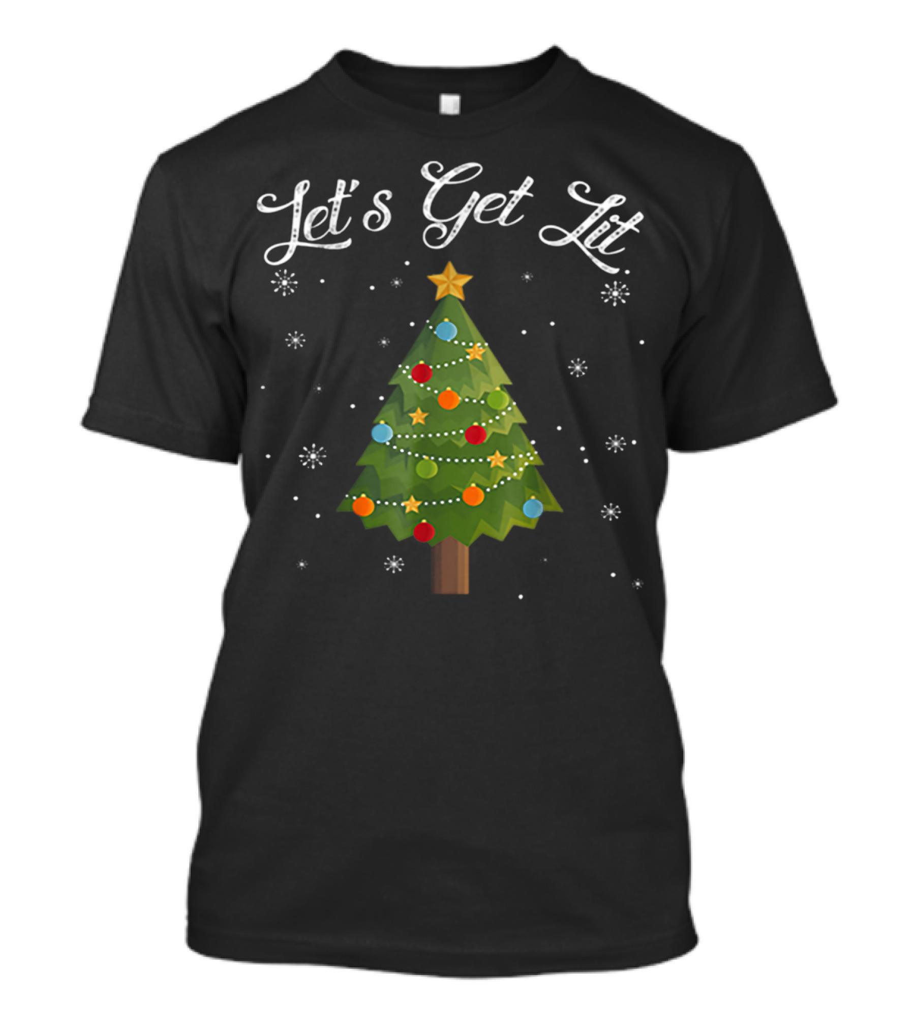 Let's Get Lit Funny Christmas Tree Drinking Holiday Party T-Shirt