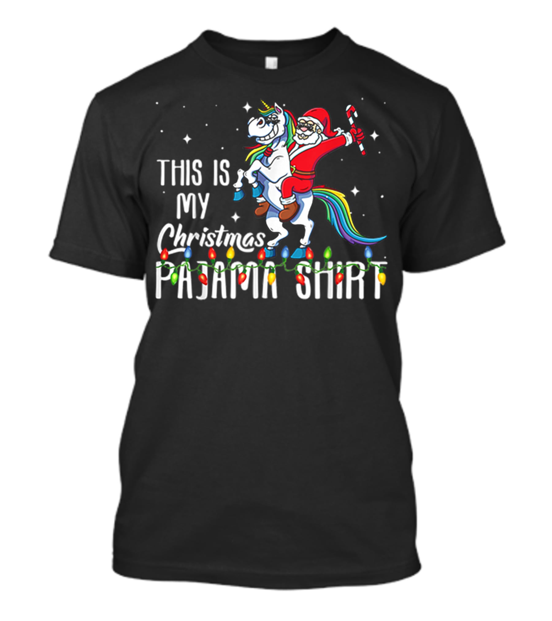 This Is My Christmas Pajama Shirt Santa Riding Unicorn T-Shirt