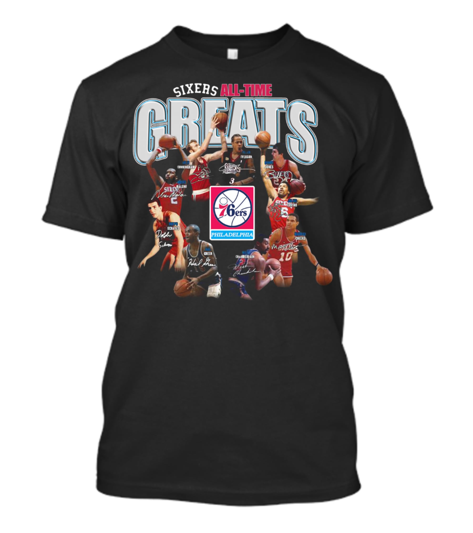 Sixers All-Time Greats Philadelphia 76ers Players Signatures T-Shirt
