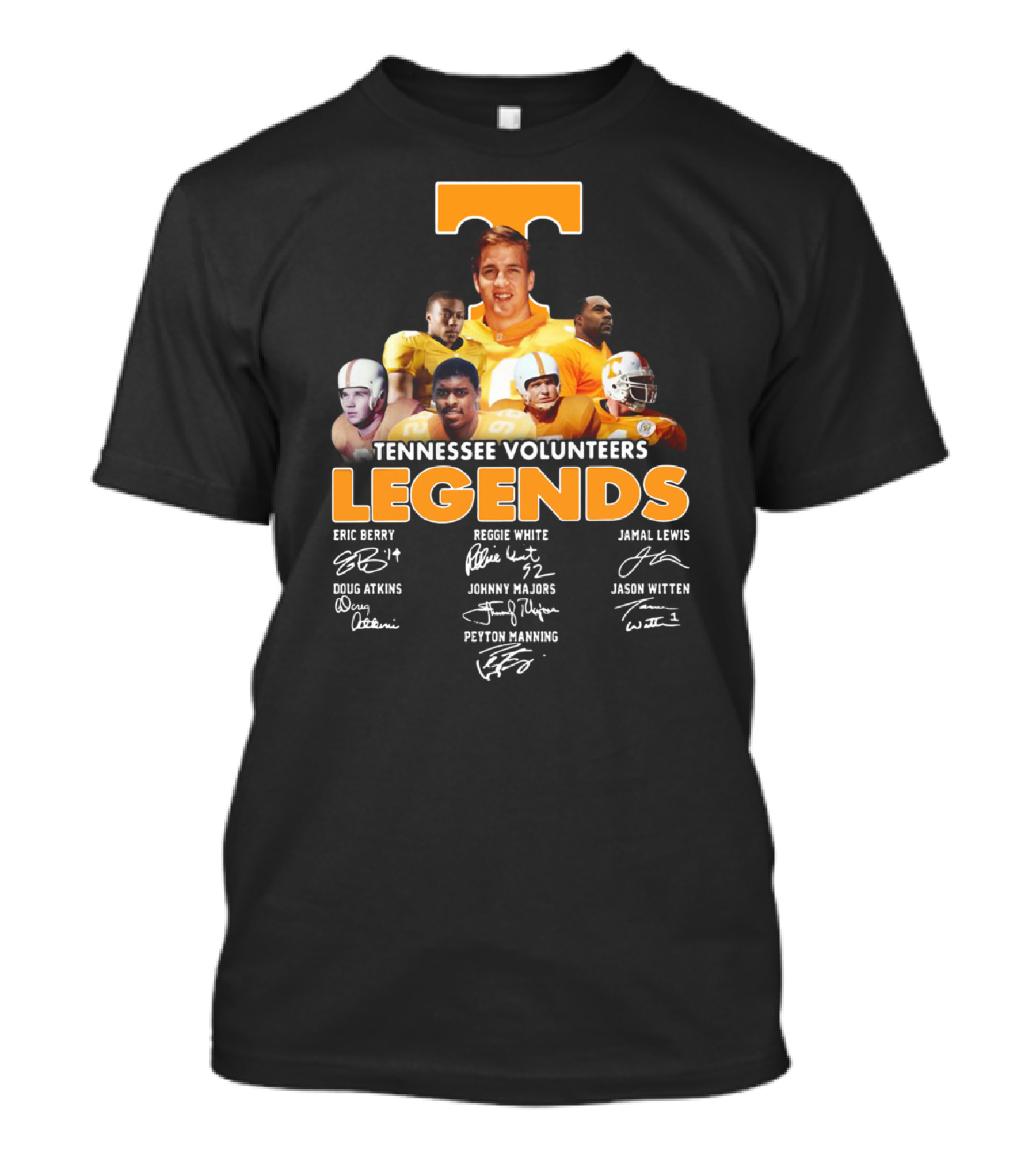 Tennessee Volunteers Legends Peyton Manning Reggie White Jason Witten Signatures T-Shirt