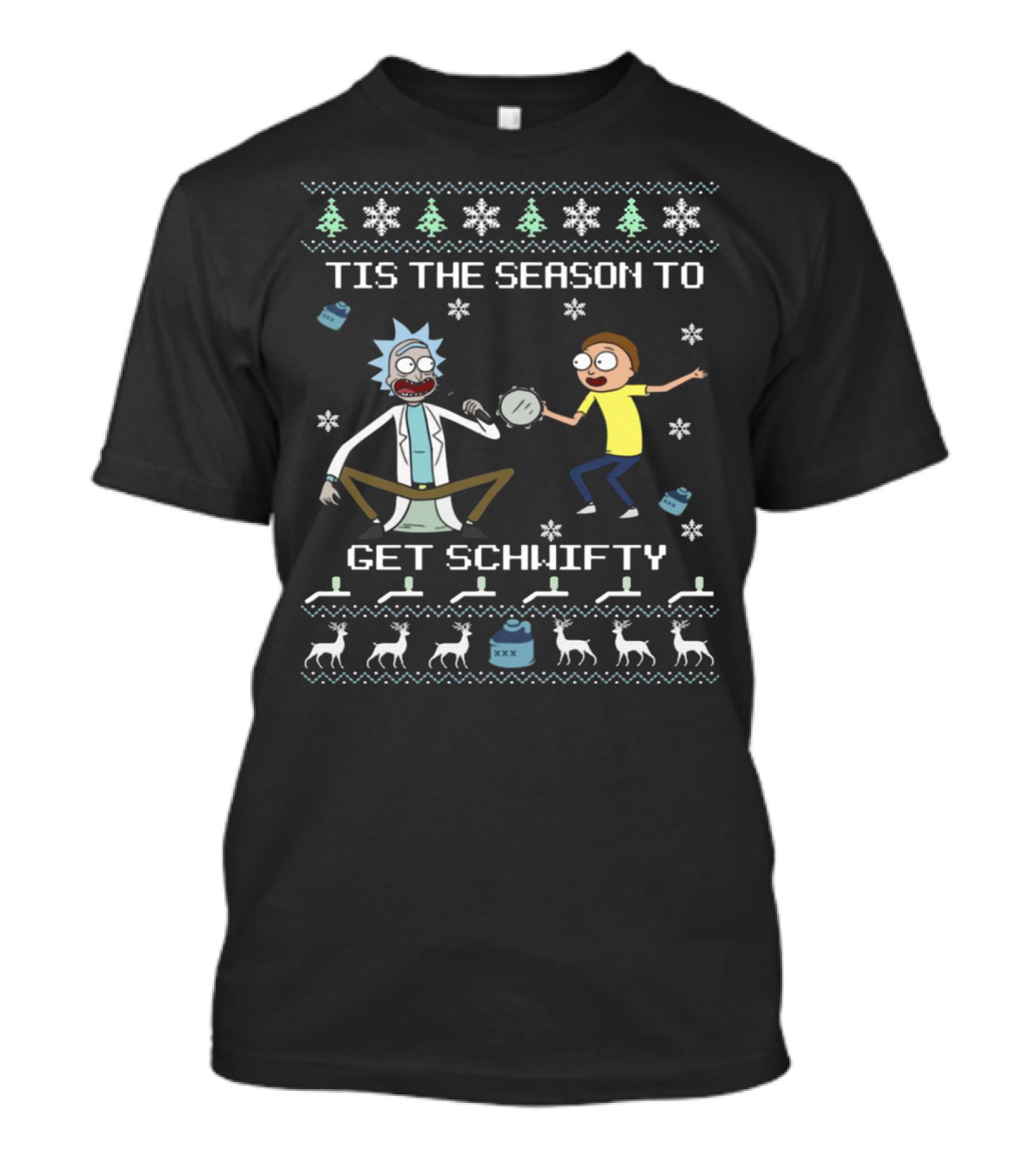 Rick And Morty Tis The Season To Get Schwifty Holiday Ugly T-Shirt