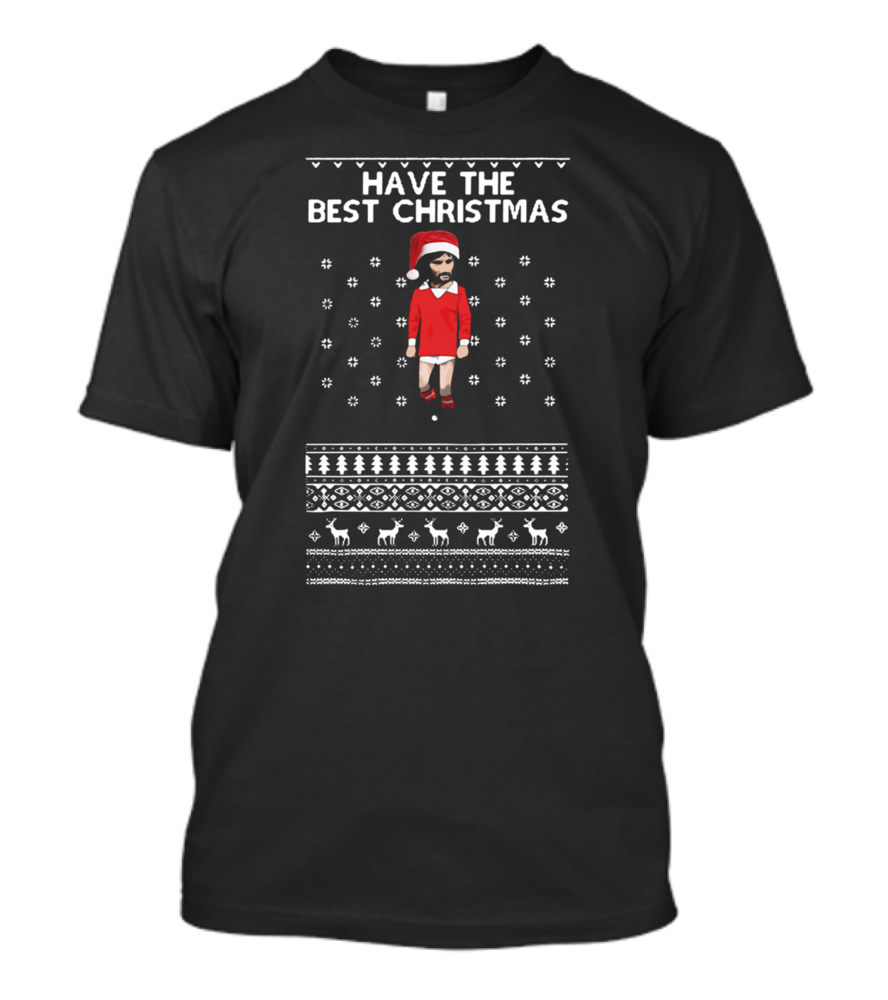 Have The Best Christmas George Best Snowy Santa T-Shirt