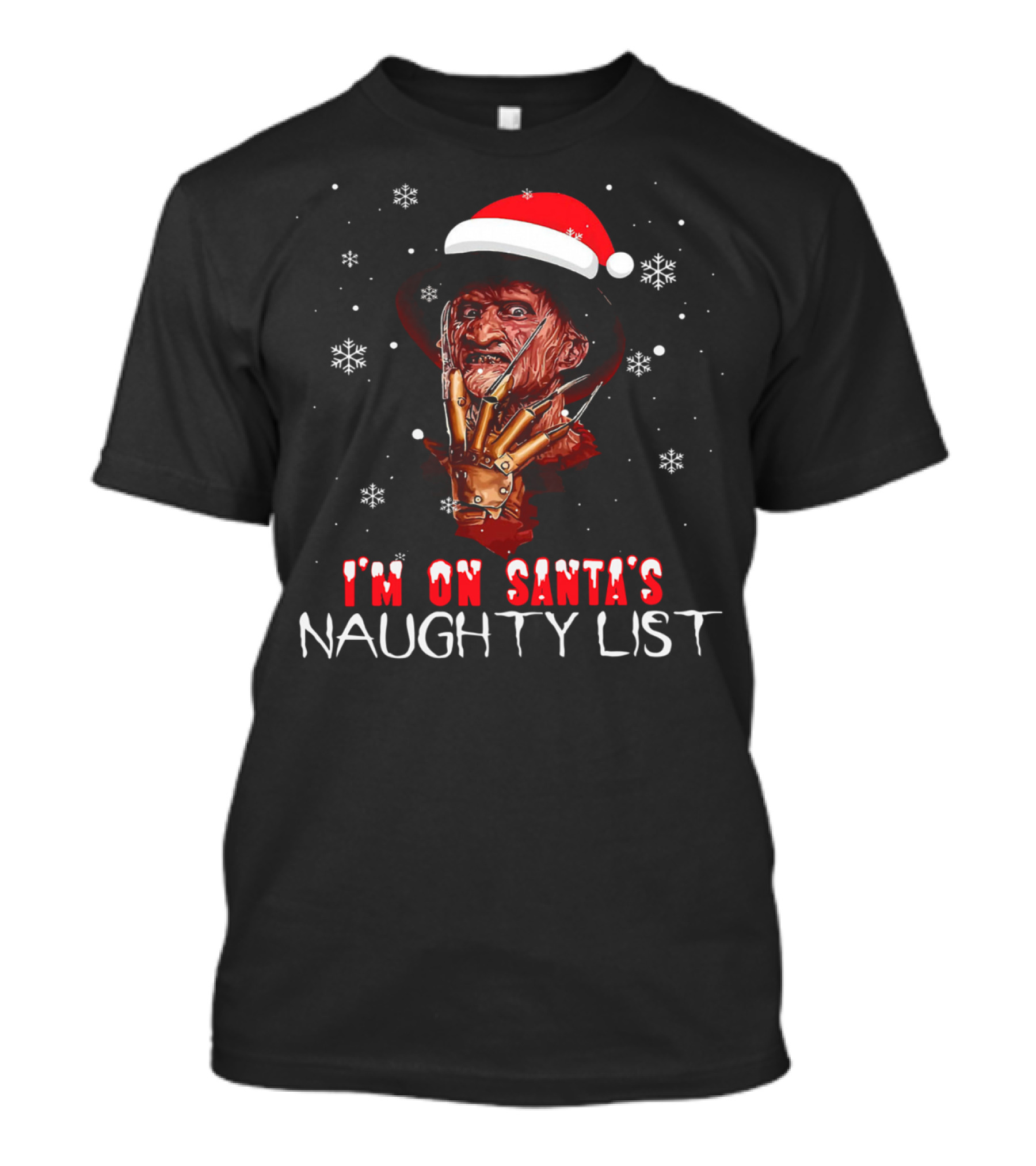 Freddy Krueger I'm On Santa's Naughty List Christmas Horror T-Shirt
