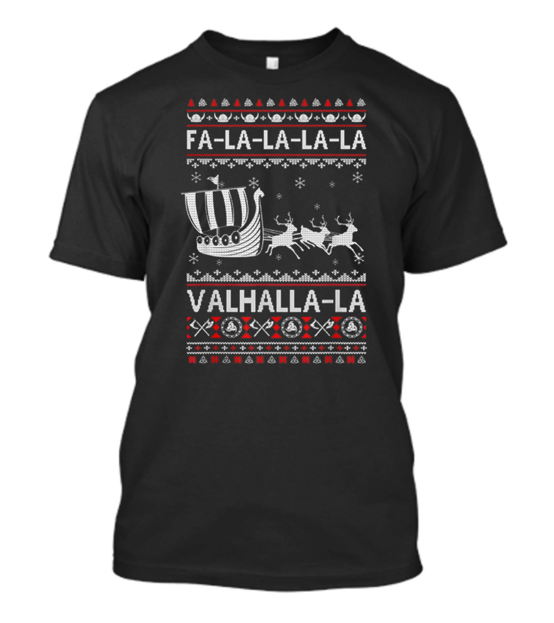 Fa La La La La Viking Ship Valhalla-La Nordic Christmas T-Shirt