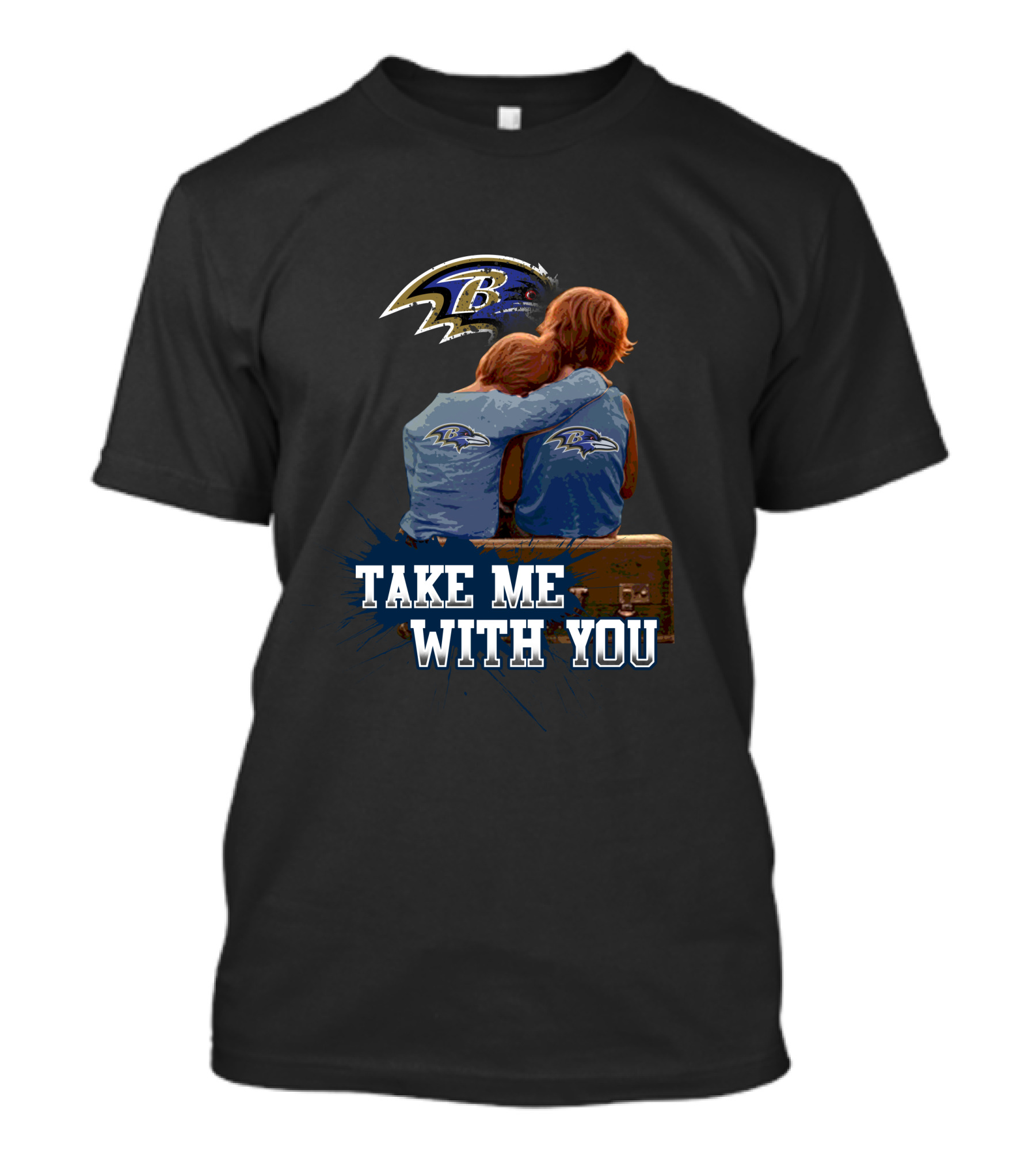 Baltimore Ravens Take Me With You Ravens Logo Embrace T-Shirt