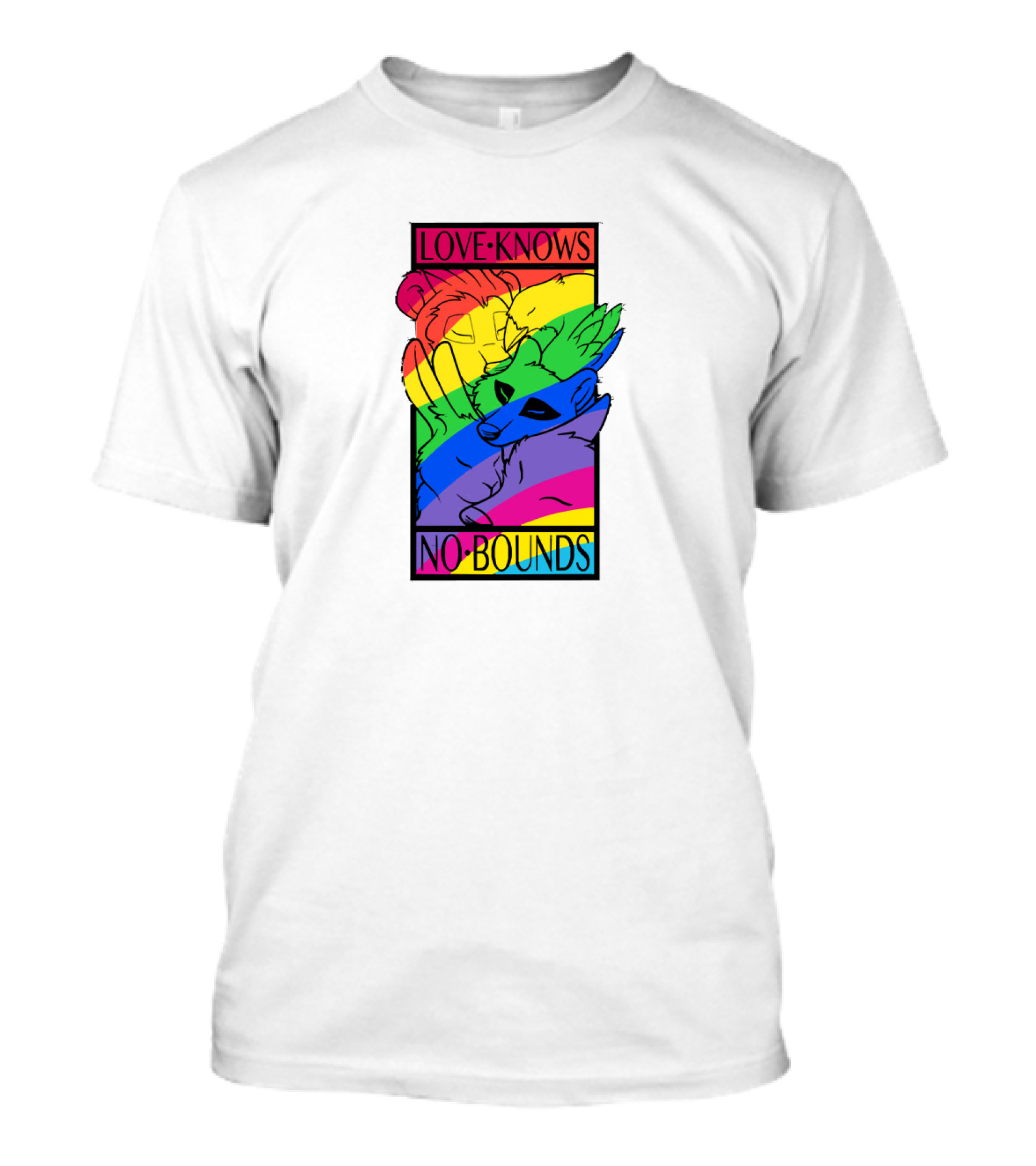 Love Knows No Bounds Rainbow Animal Embrace T-Shirt