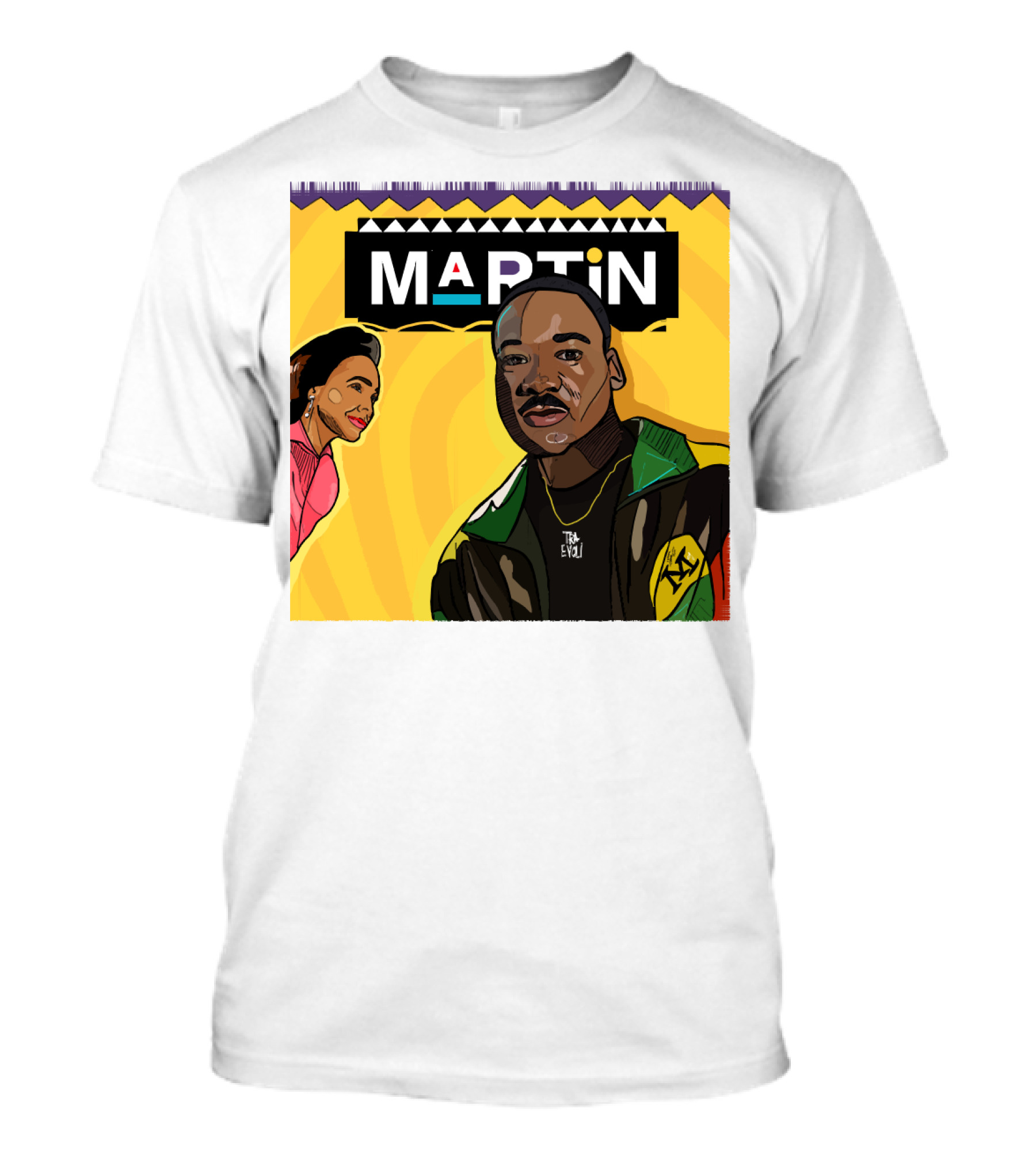 Wassup Like Martin Tribute Yellow Art With Icons T-Shirt