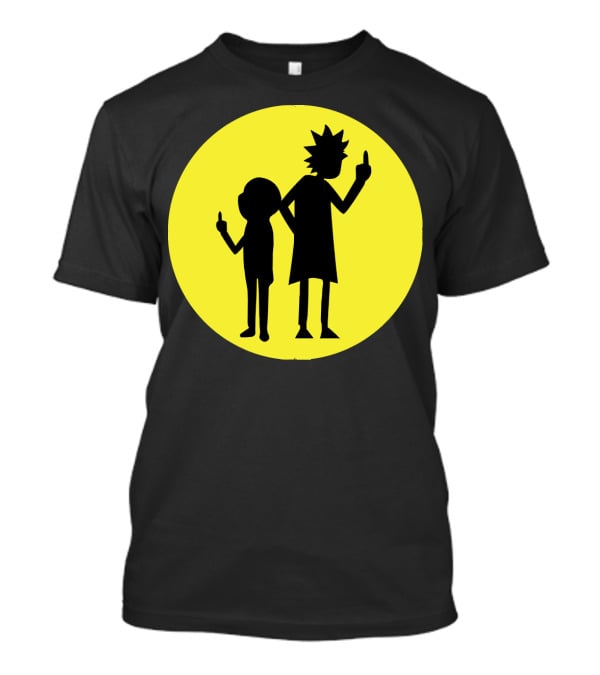 Rick And Morty Silhouette Circle Middle Finger T-Shirt