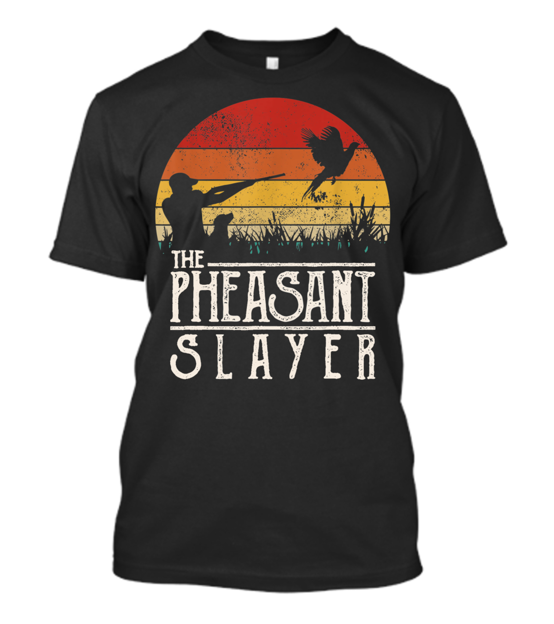 The Pheasant Slayer Vintage Sunset Hunting Scene T-Shirt