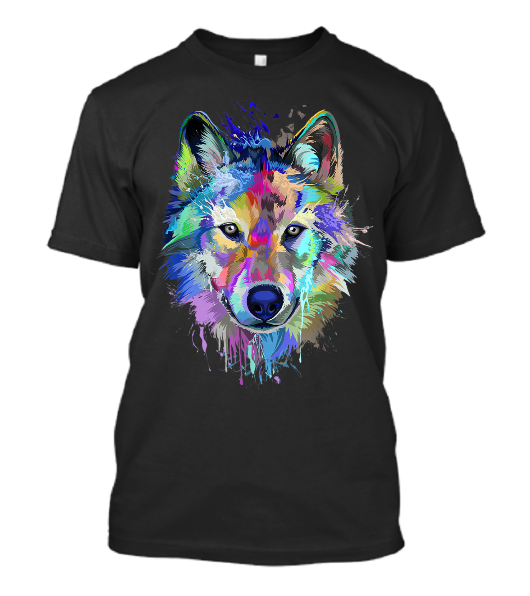 Wolf Lovers Colorful Dripping T-Shirt