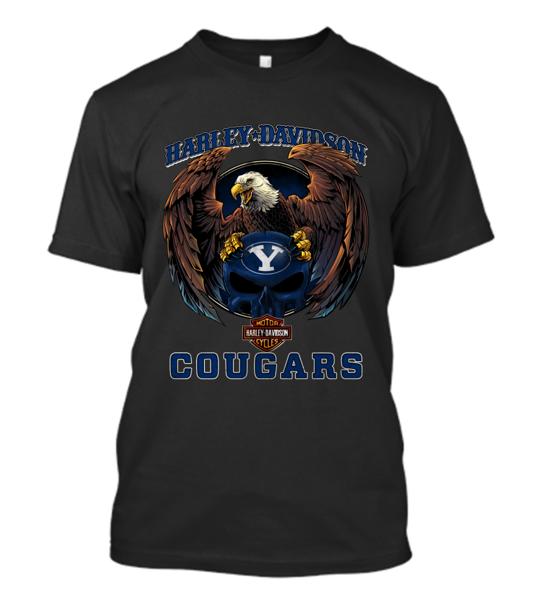 Harley Davidson Byu Cougars Eagle Motor Cycles T-Shirt