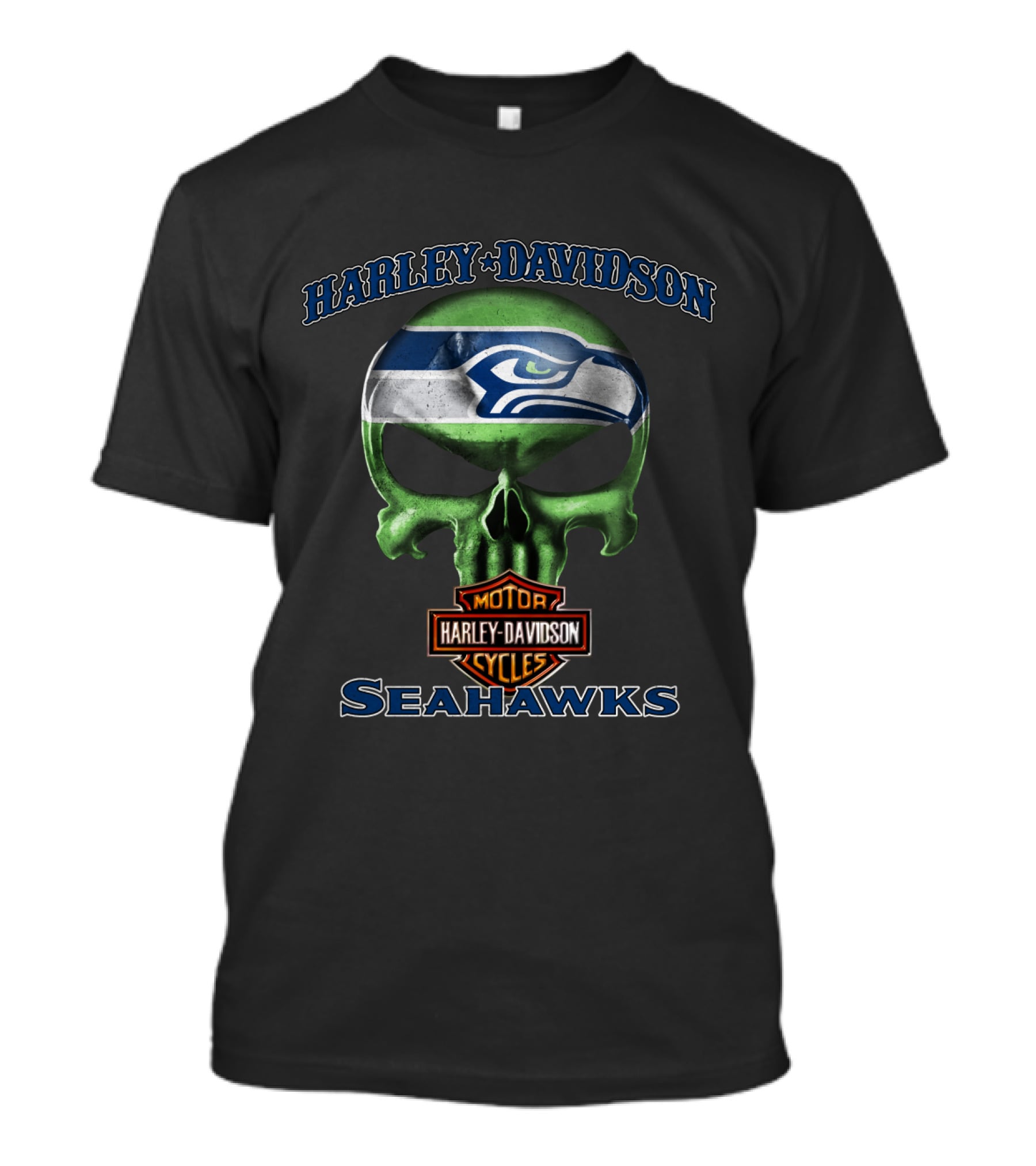 Harley Davidson Seahawks Skull Harley Davidson Motor Cycles Seattle Seahawks T-Shirt