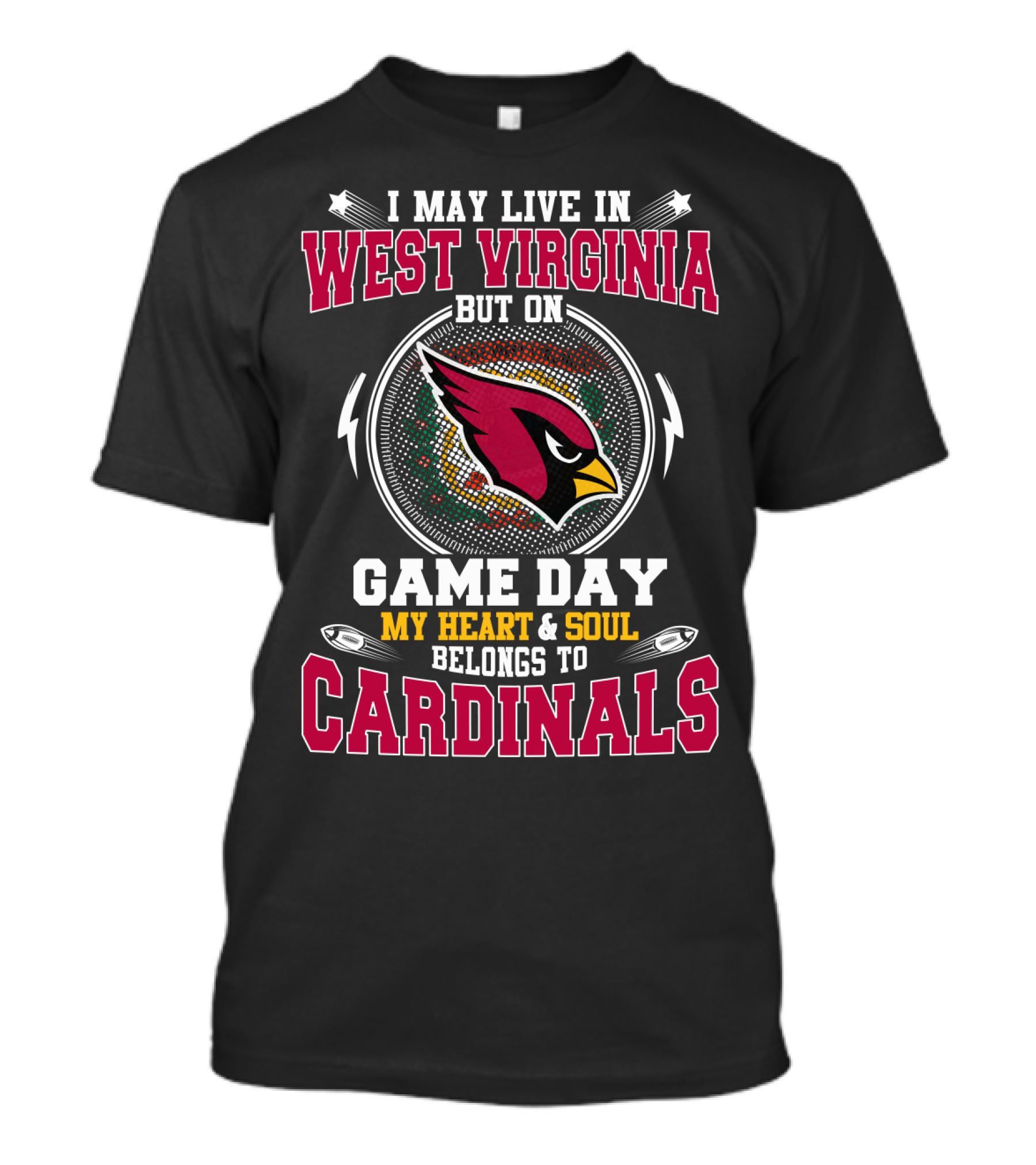 West Virginia Game Day Heart And Soul Cardinals T-Shirt