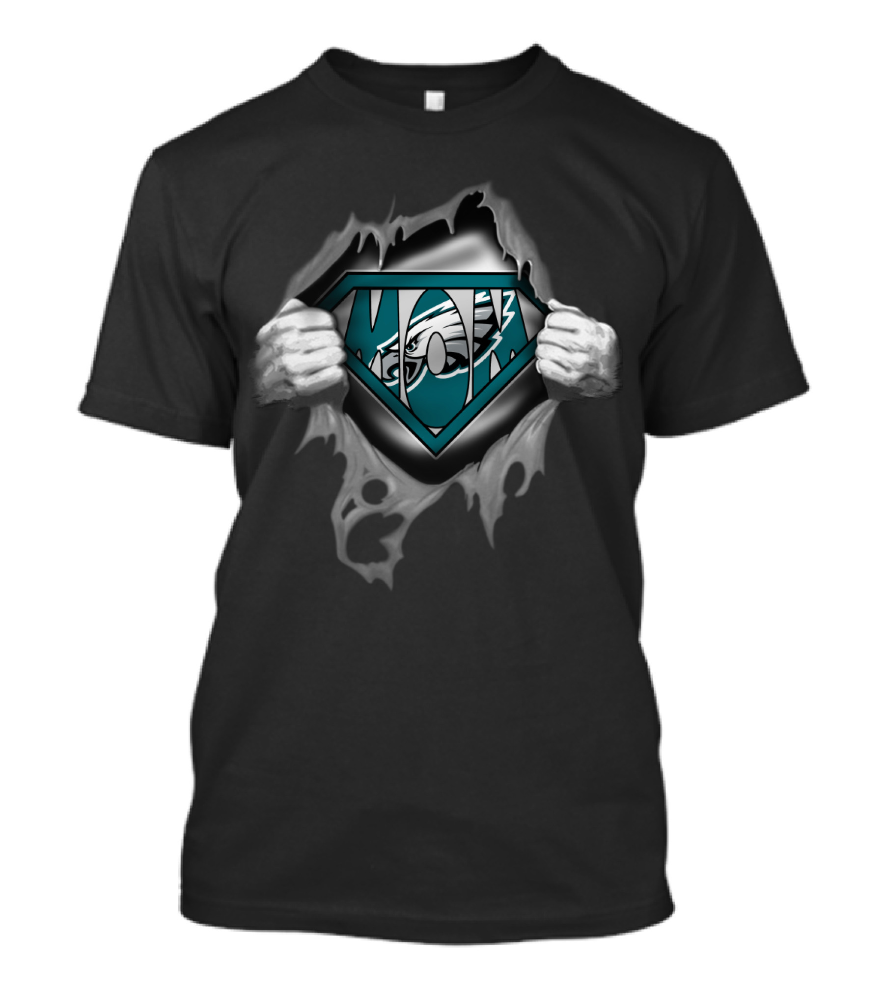 Eagles Super Mom Shield With Eagle Logo Inside Torn Superman Emblem T-Shirt