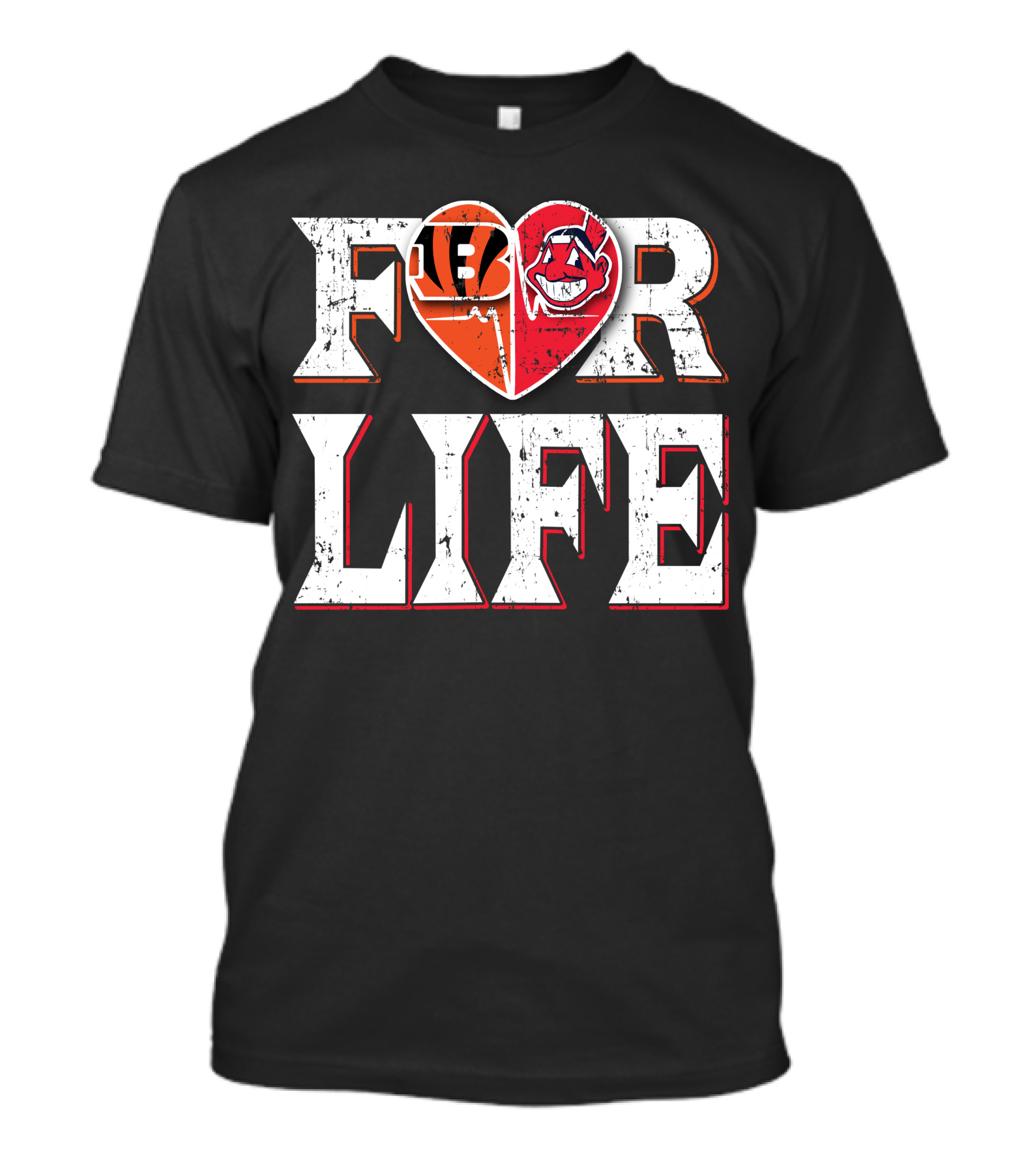 For Life Bengals Indians Heart T-Shirt
