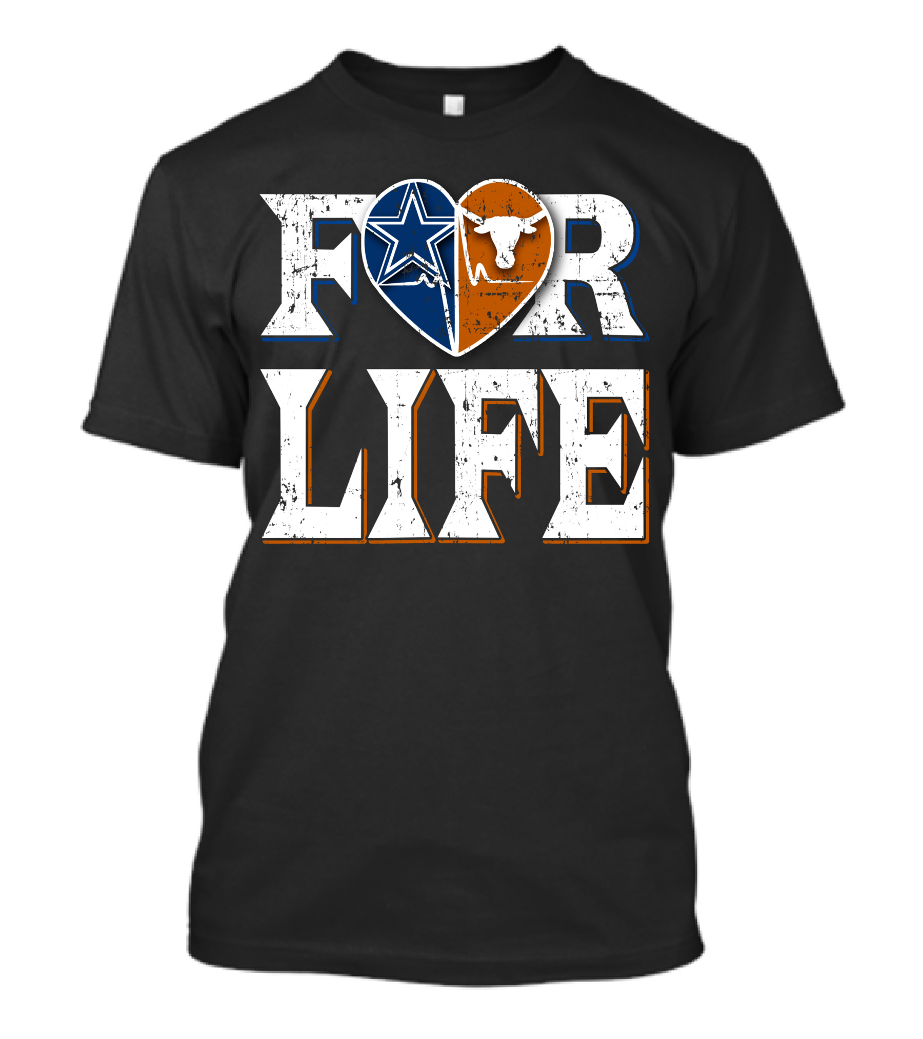 For Life Cowboys Longhorns Heart Star T-Shirt