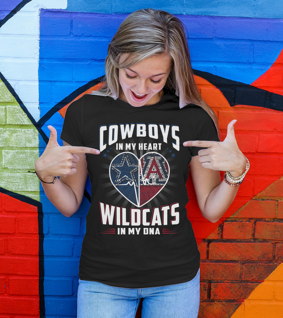 COWBOYS IN MY HEART WILDCATS IN MY DNA T-Shirt