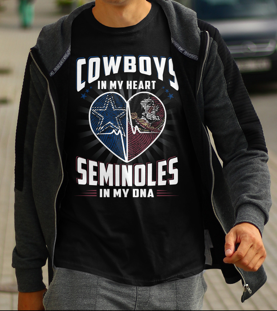 COWBOYS IN MY HEART SEMINOLES IN MY DNA T-Shirt
