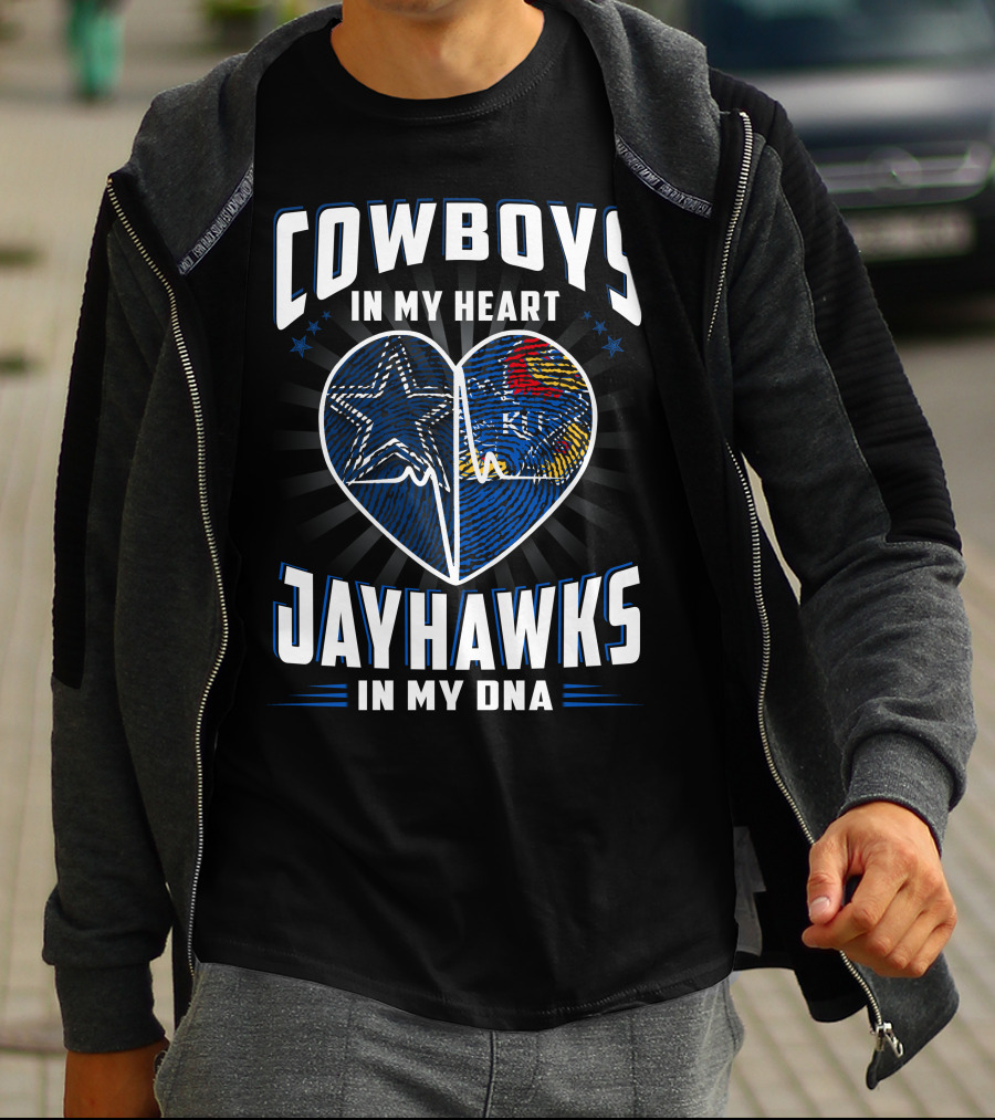 Cowboys In My Heart Jayhawks In My Dna T-Shirt
